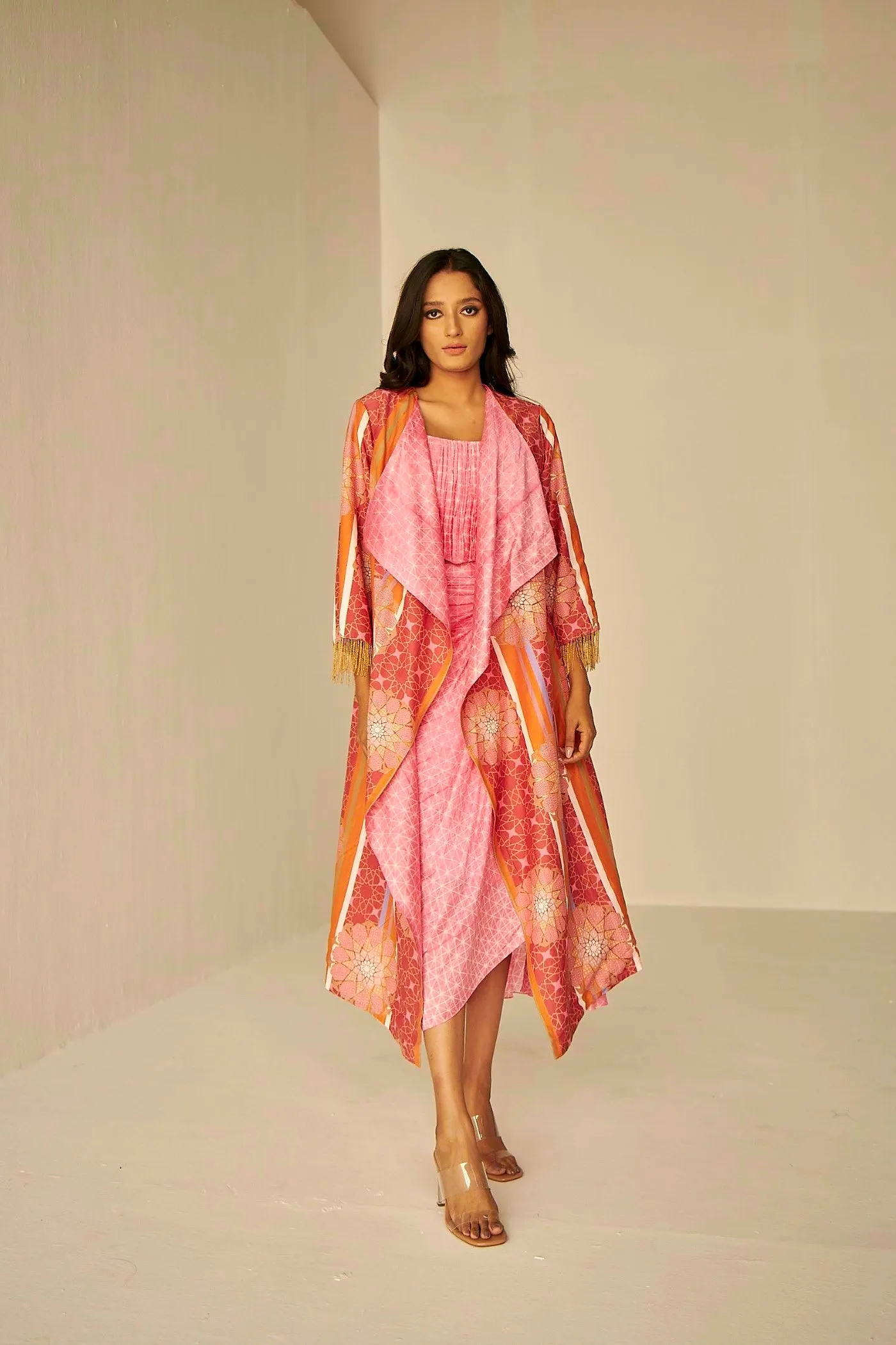 Pink- Resort Shibori Cape Set