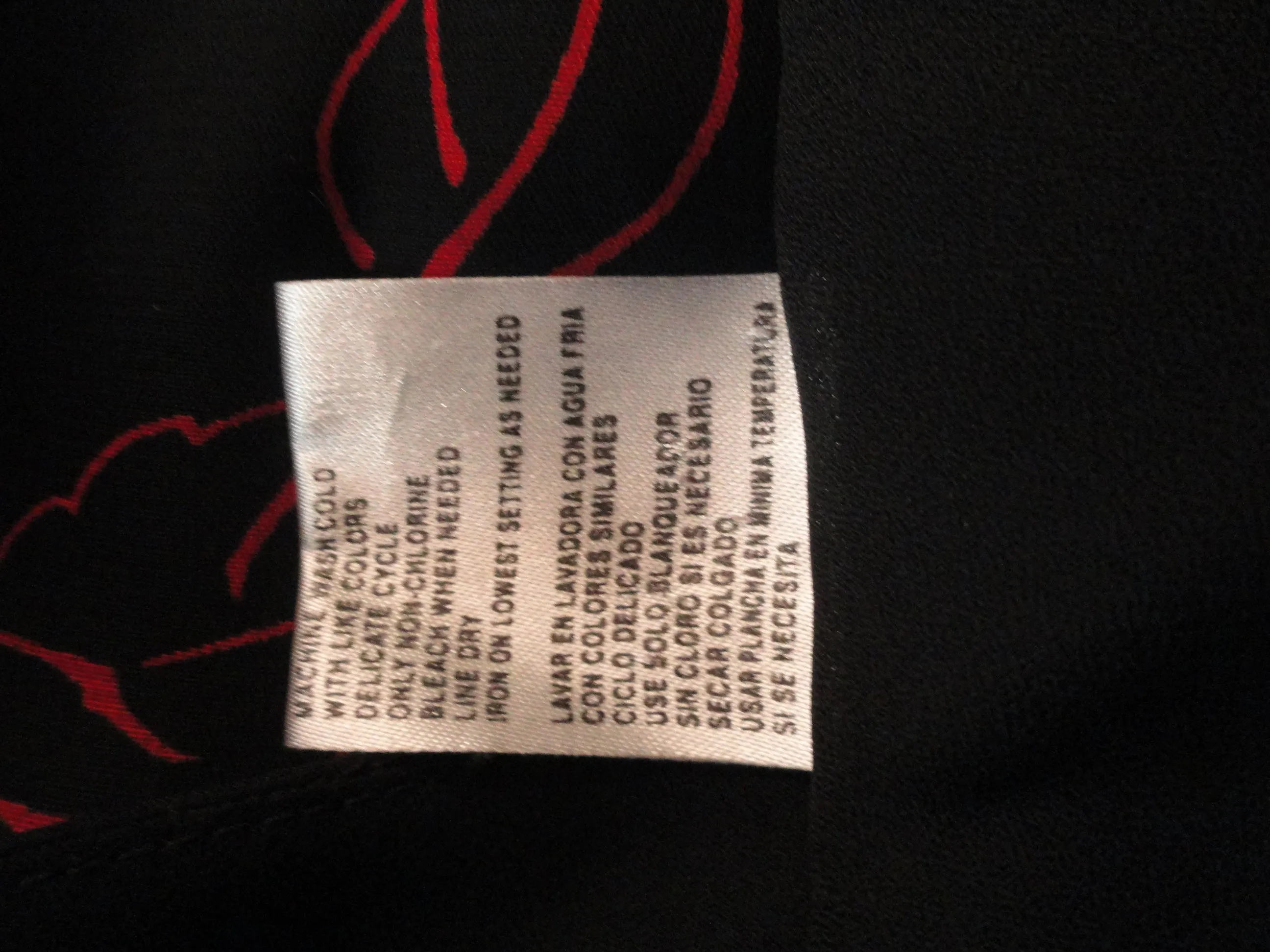 Plaza South 70's Short Sleeved Black Double Layer Sheer Floral W/Red Flowers And Ruffles Long Dress Size 12 SKU 000136