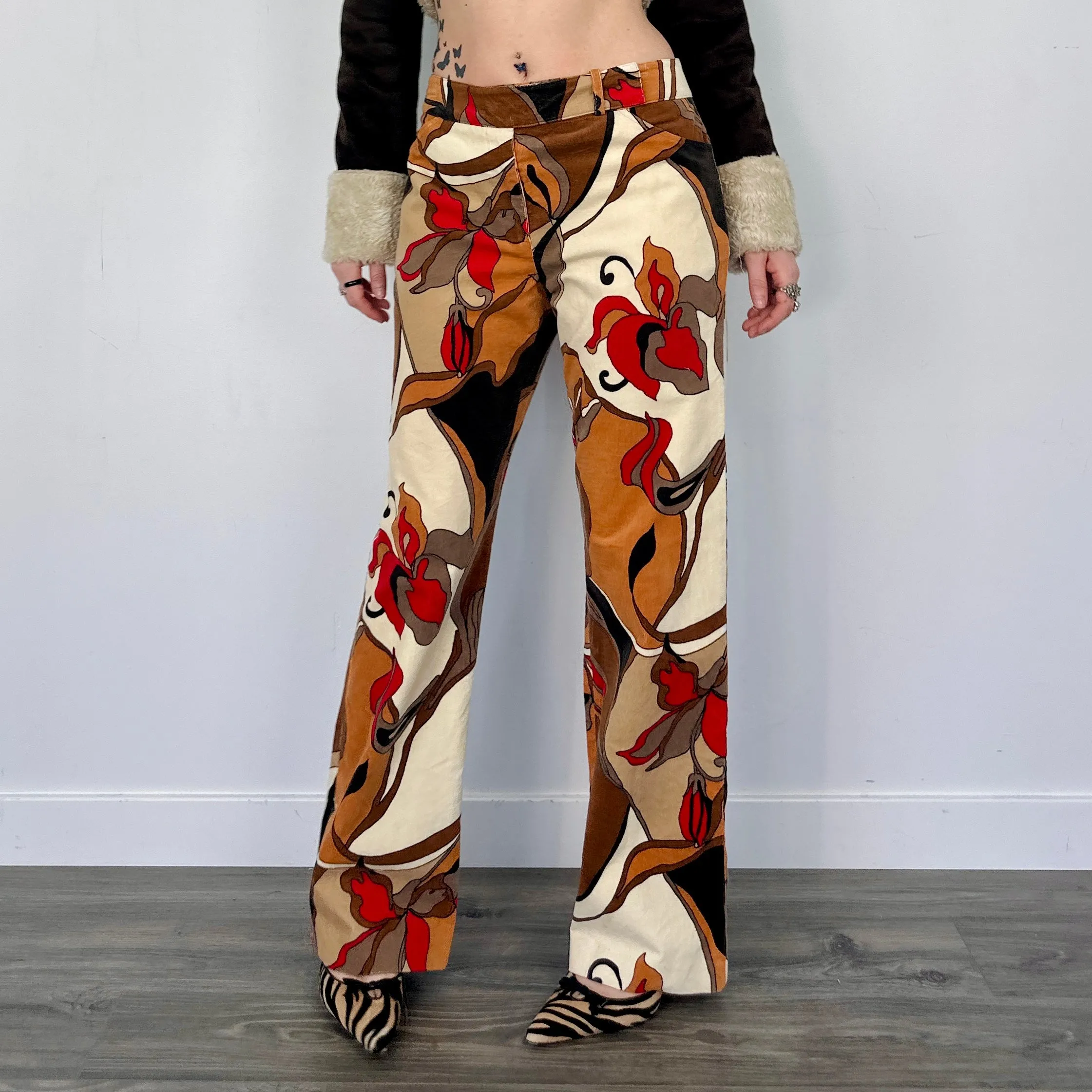 Psychedelic Corduroy Wide Leg Trousers (M/L)