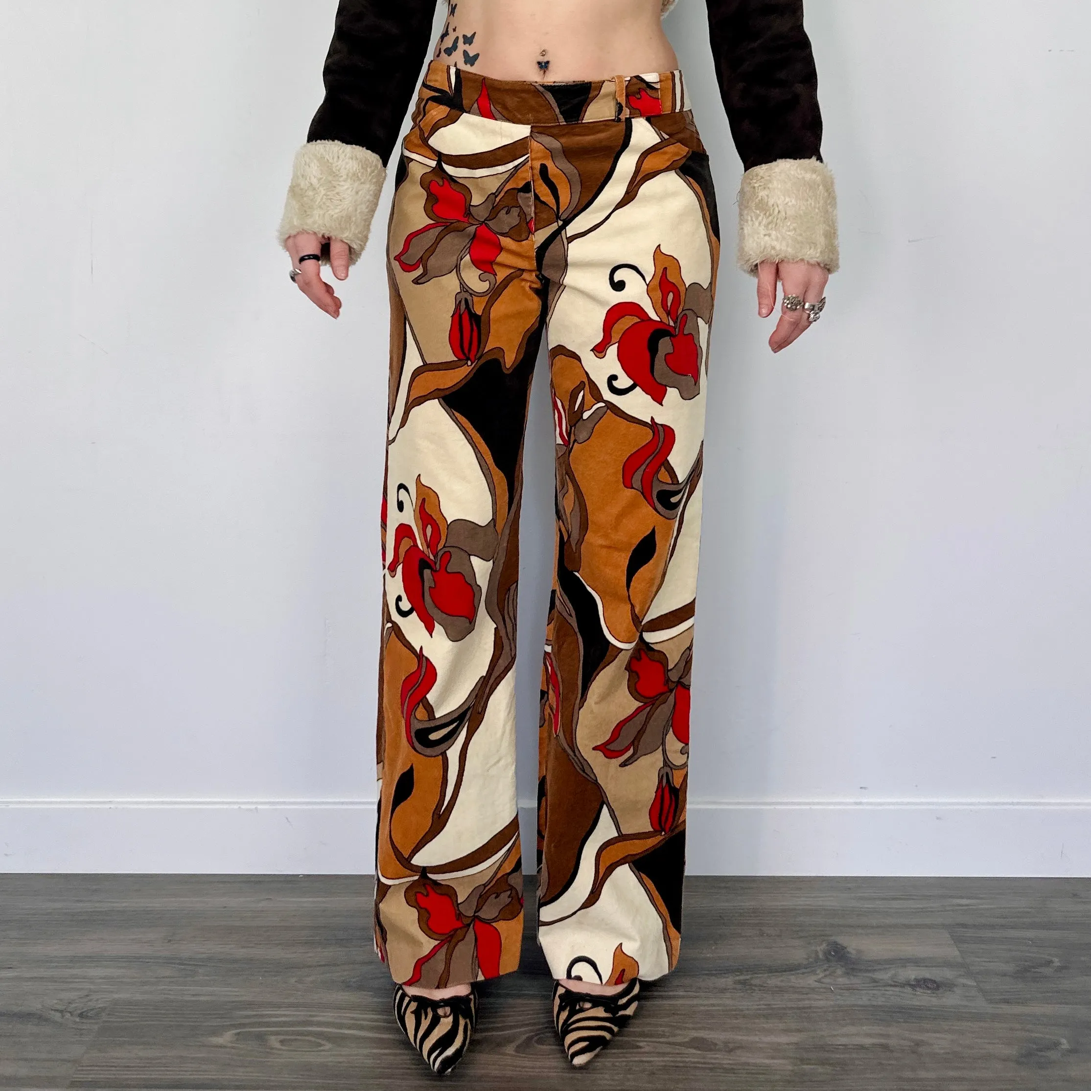 Psychedelic Corduroy Wide Leg Trousers (M/L)