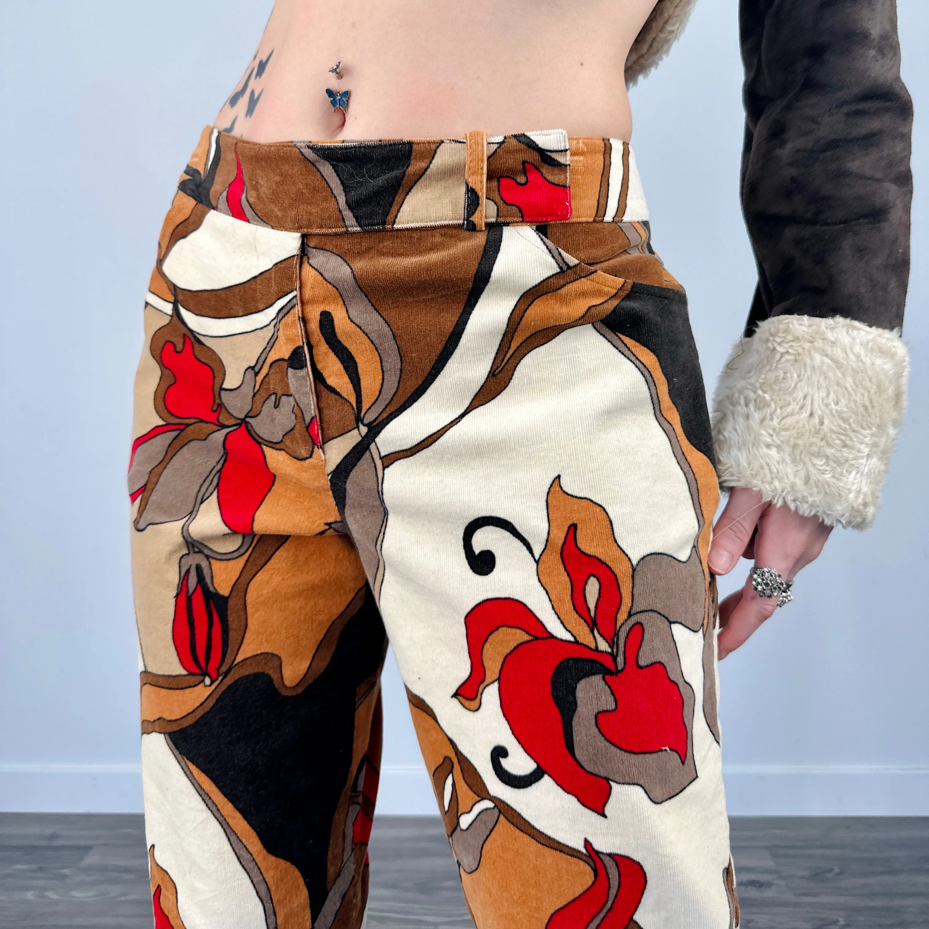 Psychedelic Corduroy Wide Leg Trousers (M/L)
