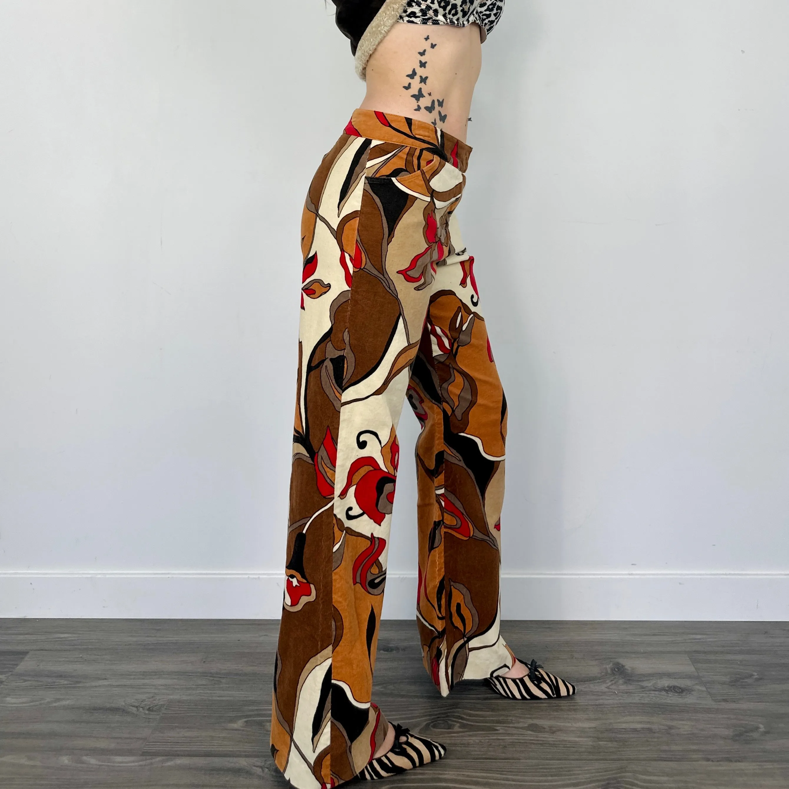 Psychedelic Corduroy Wide Leg Trousers (M/L)