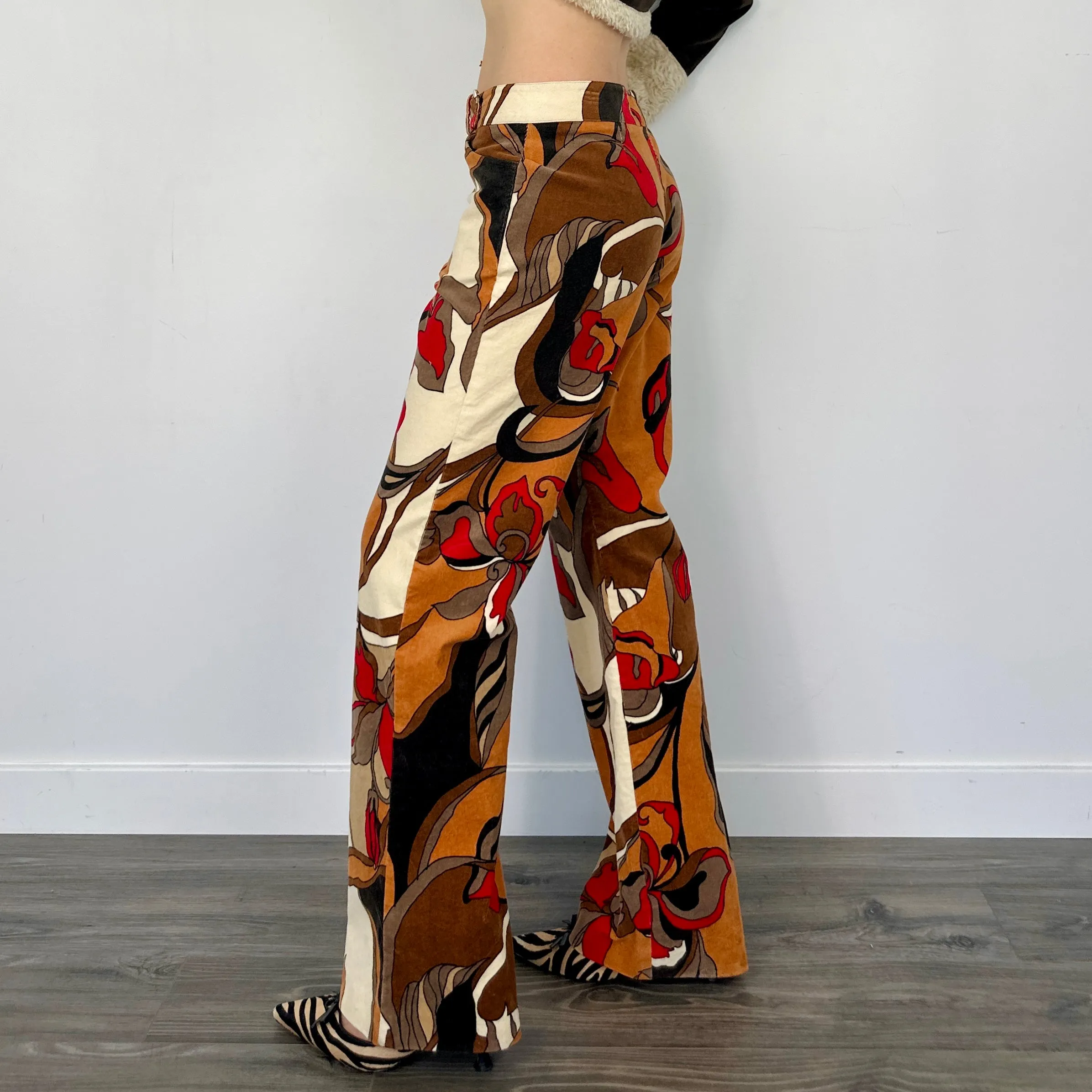 Psychedelic Corduroy Wide Leg Trousers (M/L)