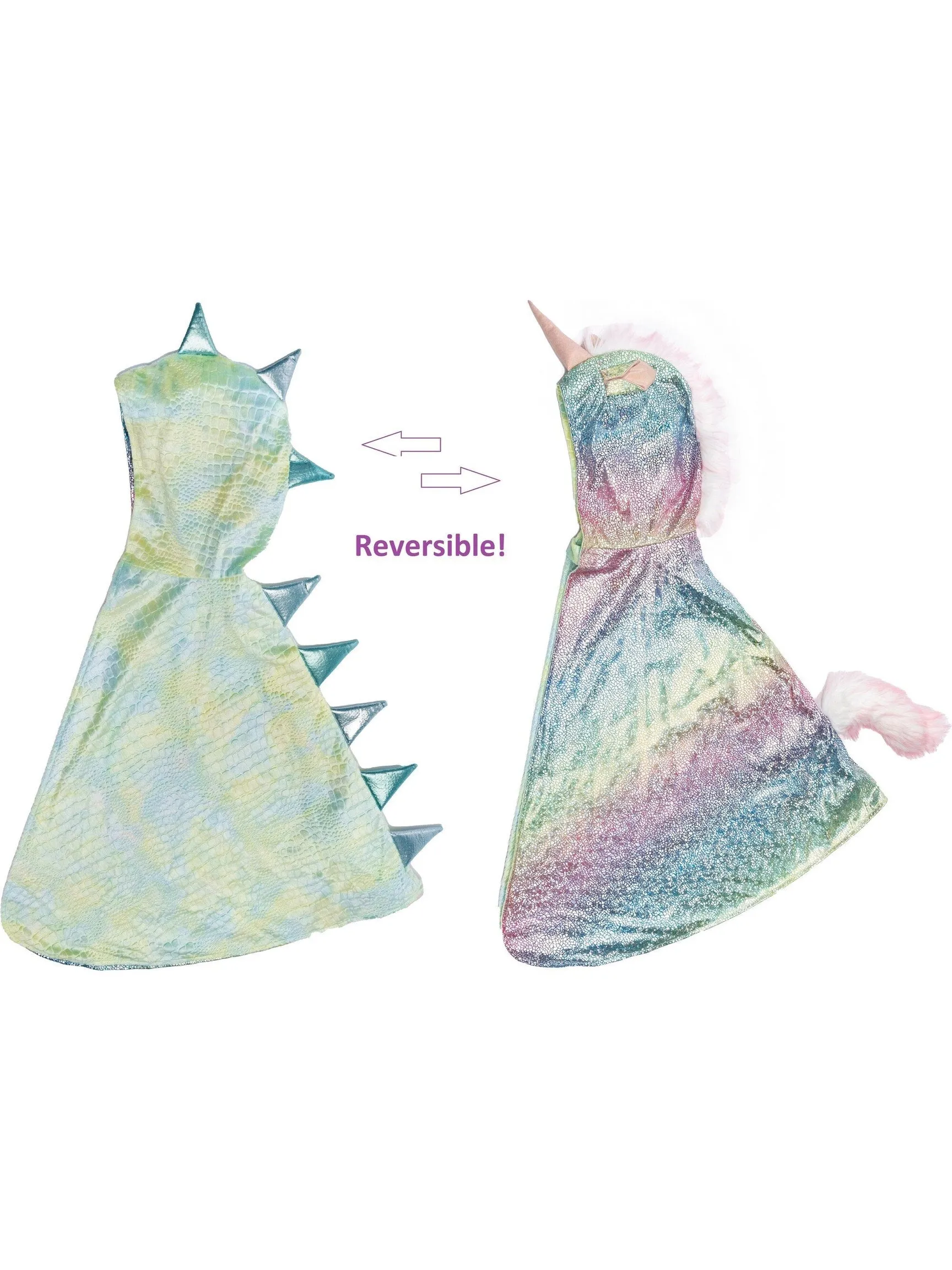 Rainbow Reversible Unicorn and Dragon Cape