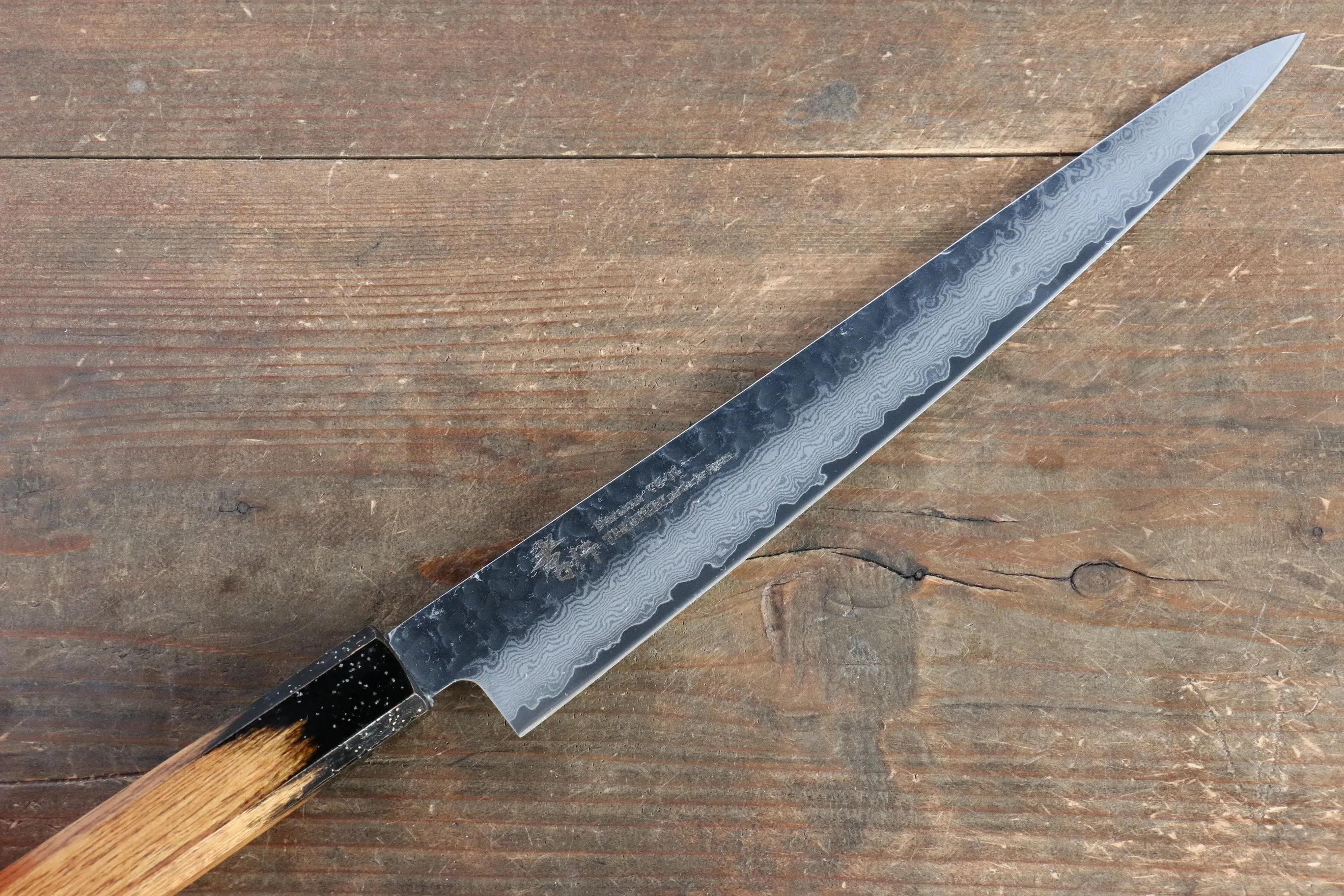 Sakai Takayuki VG10 33 Layer Damascus Sujihiki 240mm Live oak Lacquered (Kokushin) Handle