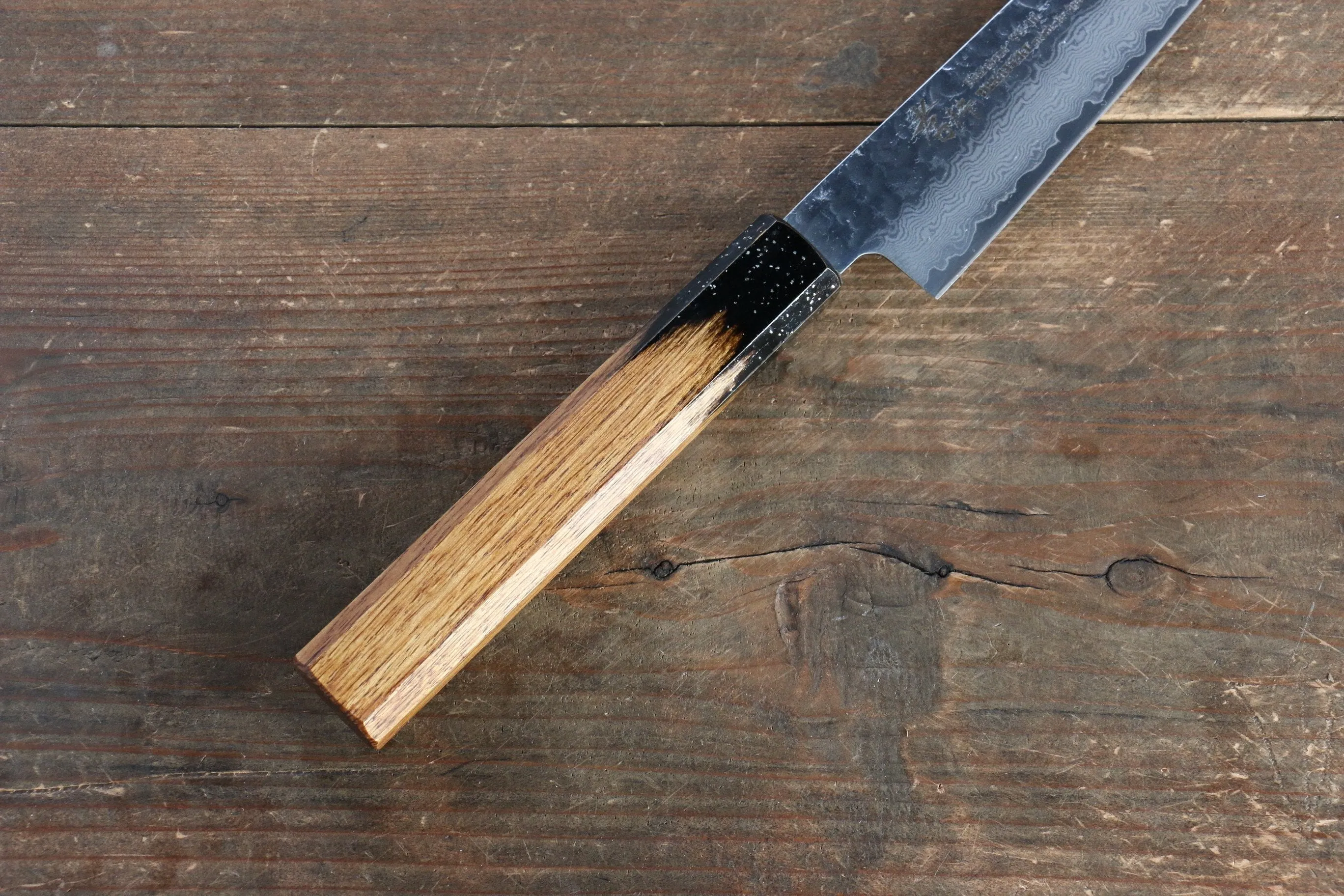 Sakai Takayuki VG10 33 Layer Damascus Sujihiki 240mm Live oak Lacquered (Kokushin) Handle