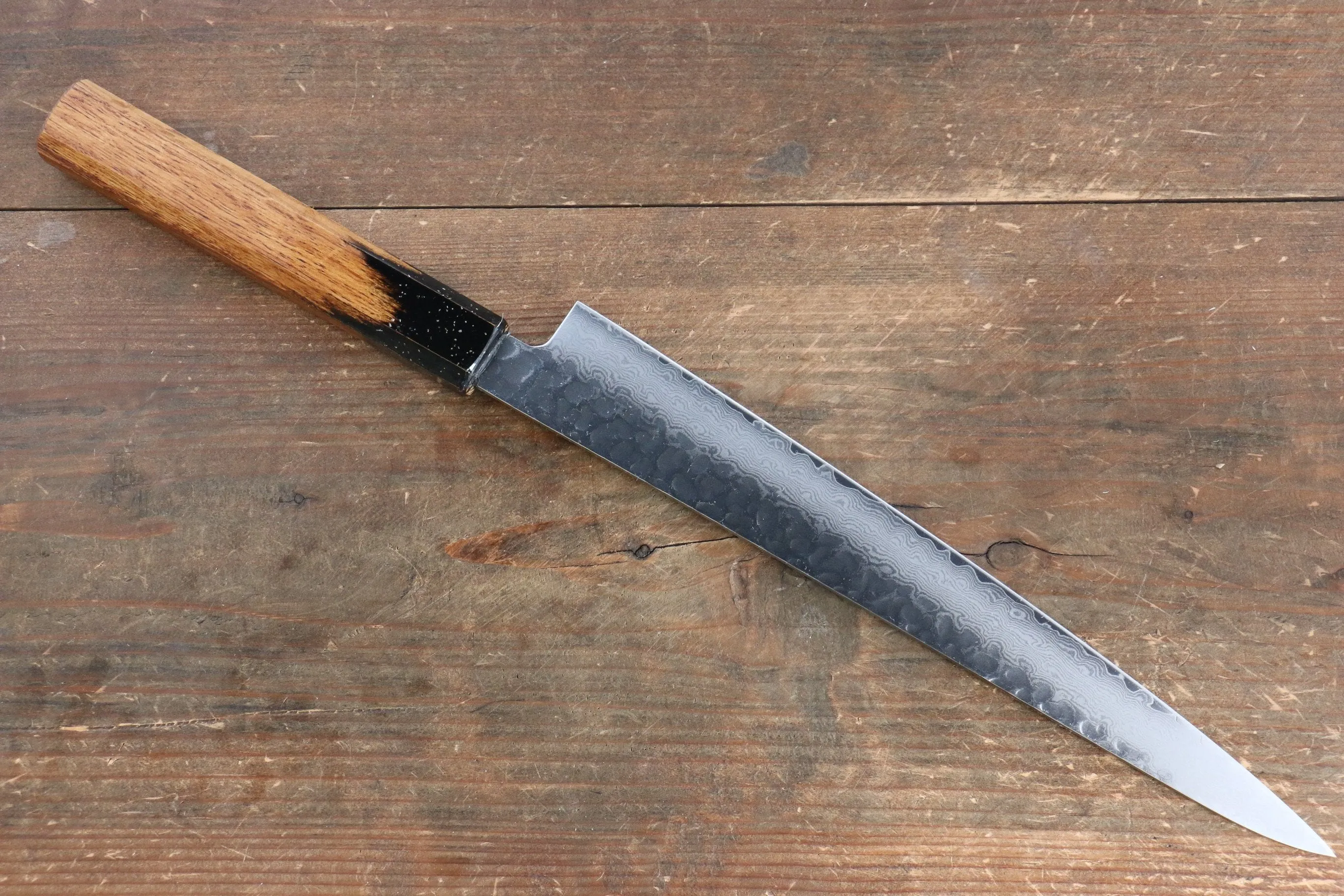Sakai Takayuki VG10 33 Layer Damascus Sujihiki 240mm Live oak Lacquered (Kokushin) Handle