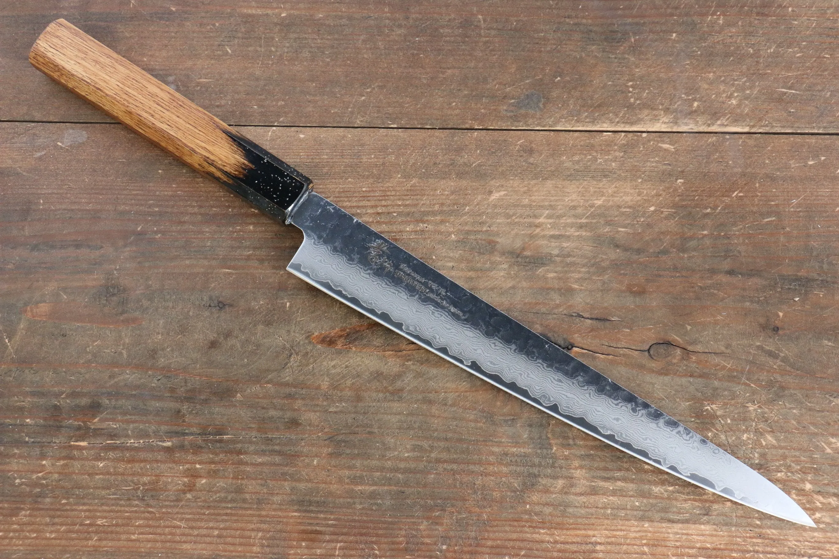Sakai Takayuki VG10 33 Layer Damascus Sujihiki 240mm Live oak Lacquered (Kokushin) Handle