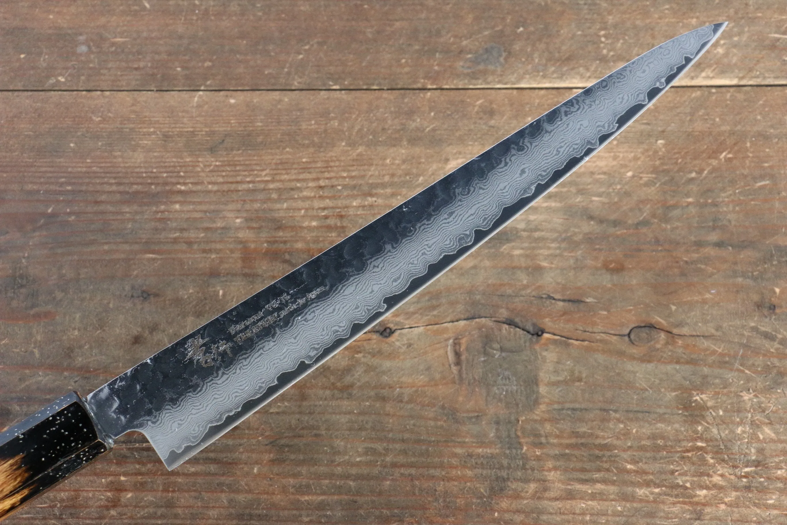 Sakai Takayuki VG10 33 Layer Damascus Sujihiki 240mm Live oak Lacquered (Kokushin) Handle