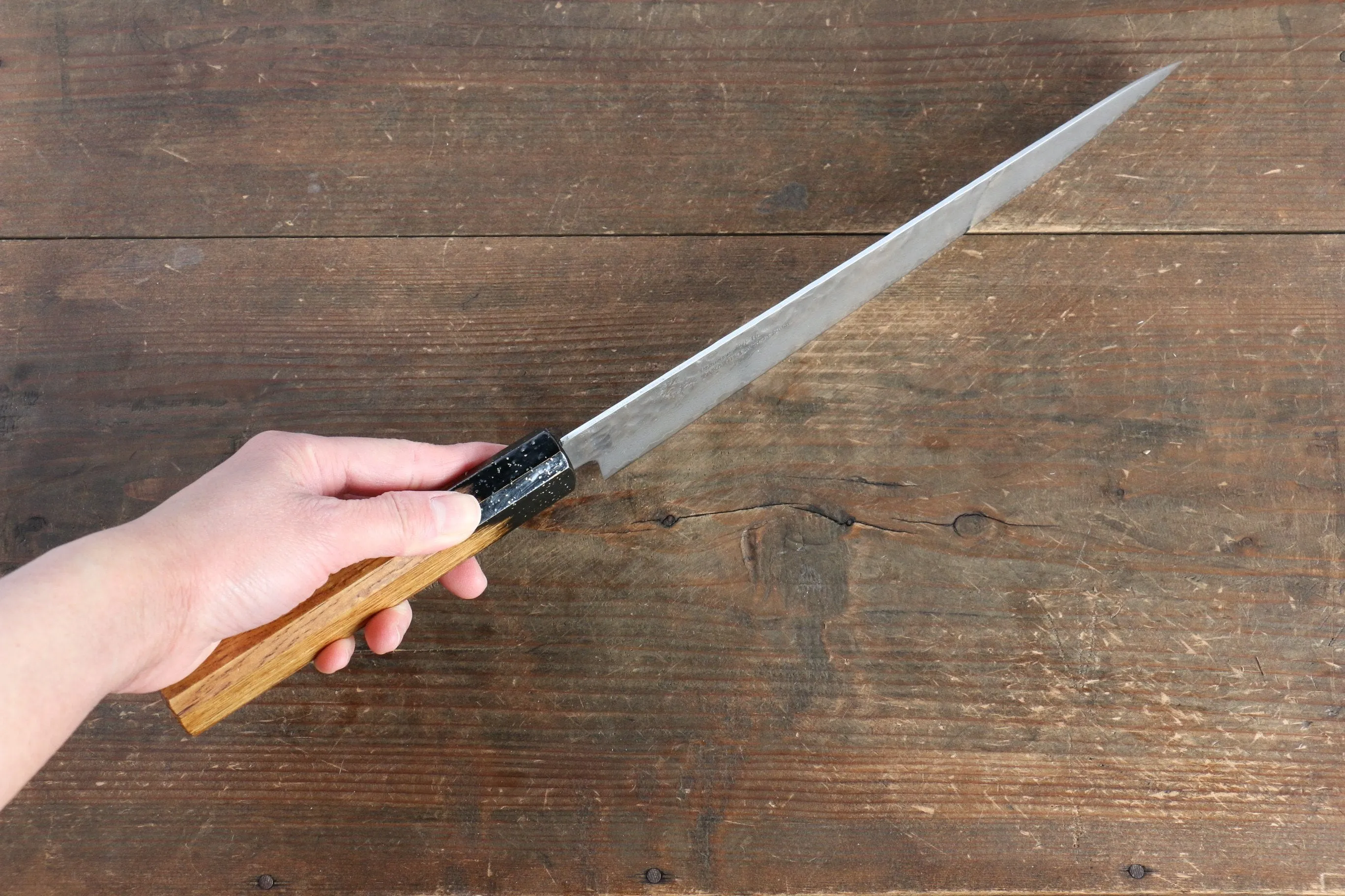 Sakai Takayuki VG10 33 Layer Damascus Sujihiki 240mm Live oak Lacquered (Kokushin) Handle