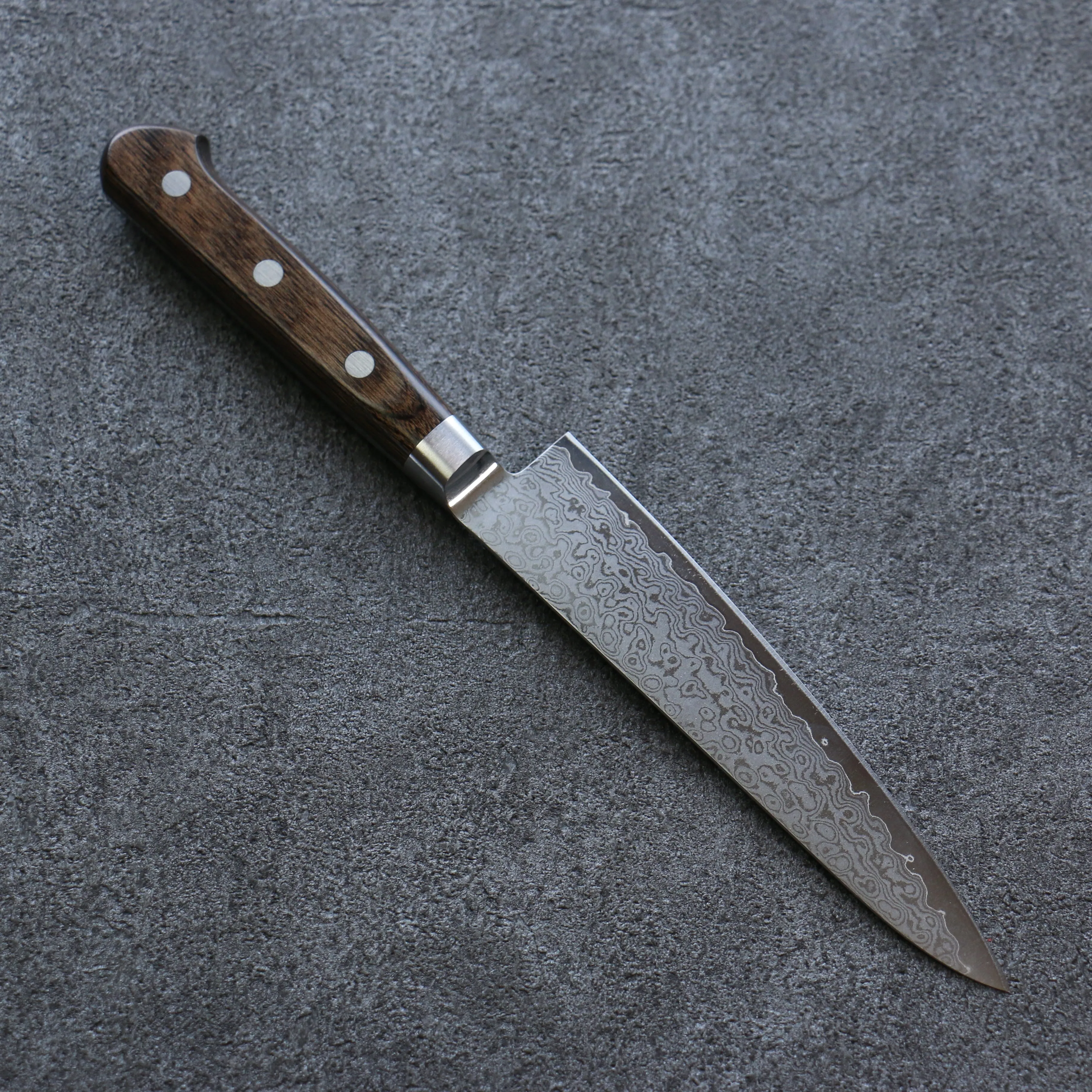 Seisuke VG10 33 Layer Damascus Petty-Utility 135mm Brown Pakka wood Handle