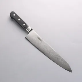 Seisuke VG10 33 Layer Mirrored Finish Damascus Gyuto  240mm Black Pakka wood Handle