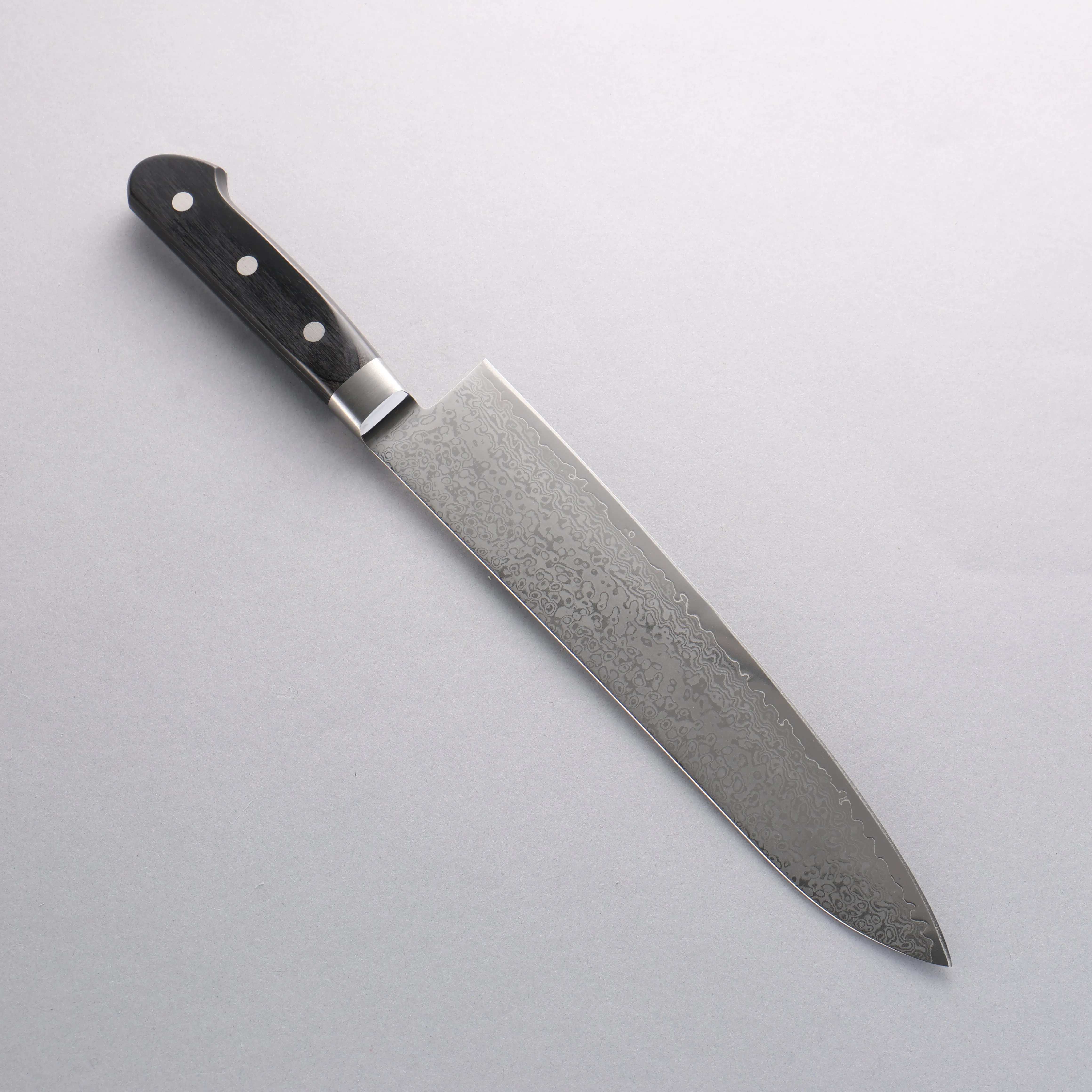 Seisuke VG10 33 Layer Mirrored Finish Damascus Gyuto  240mm Black Pakka wood Handle