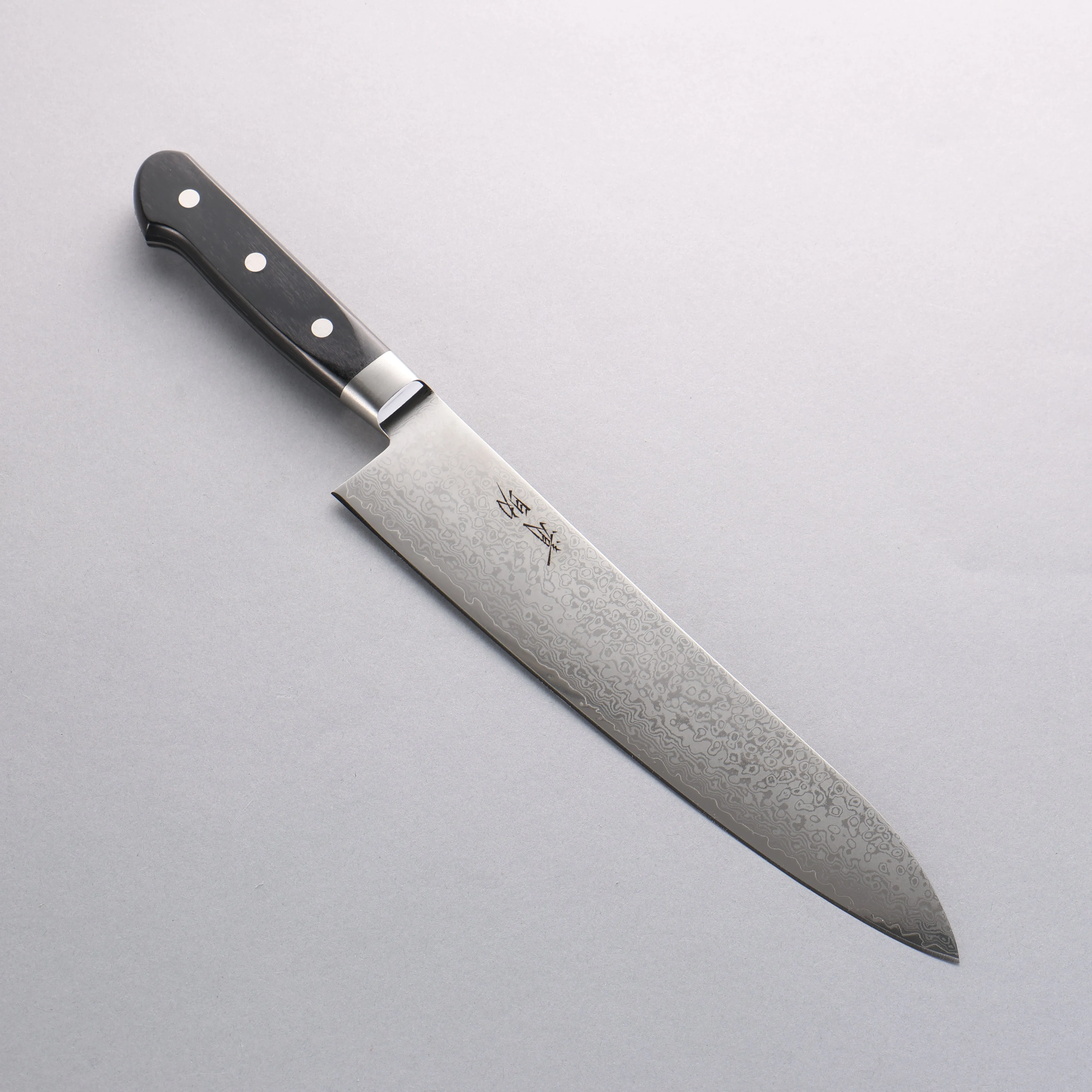 Seisuke VG10 33 Layer Mirrored Finish Damascus Gyuto  240mm Black Pakka wood Handle
