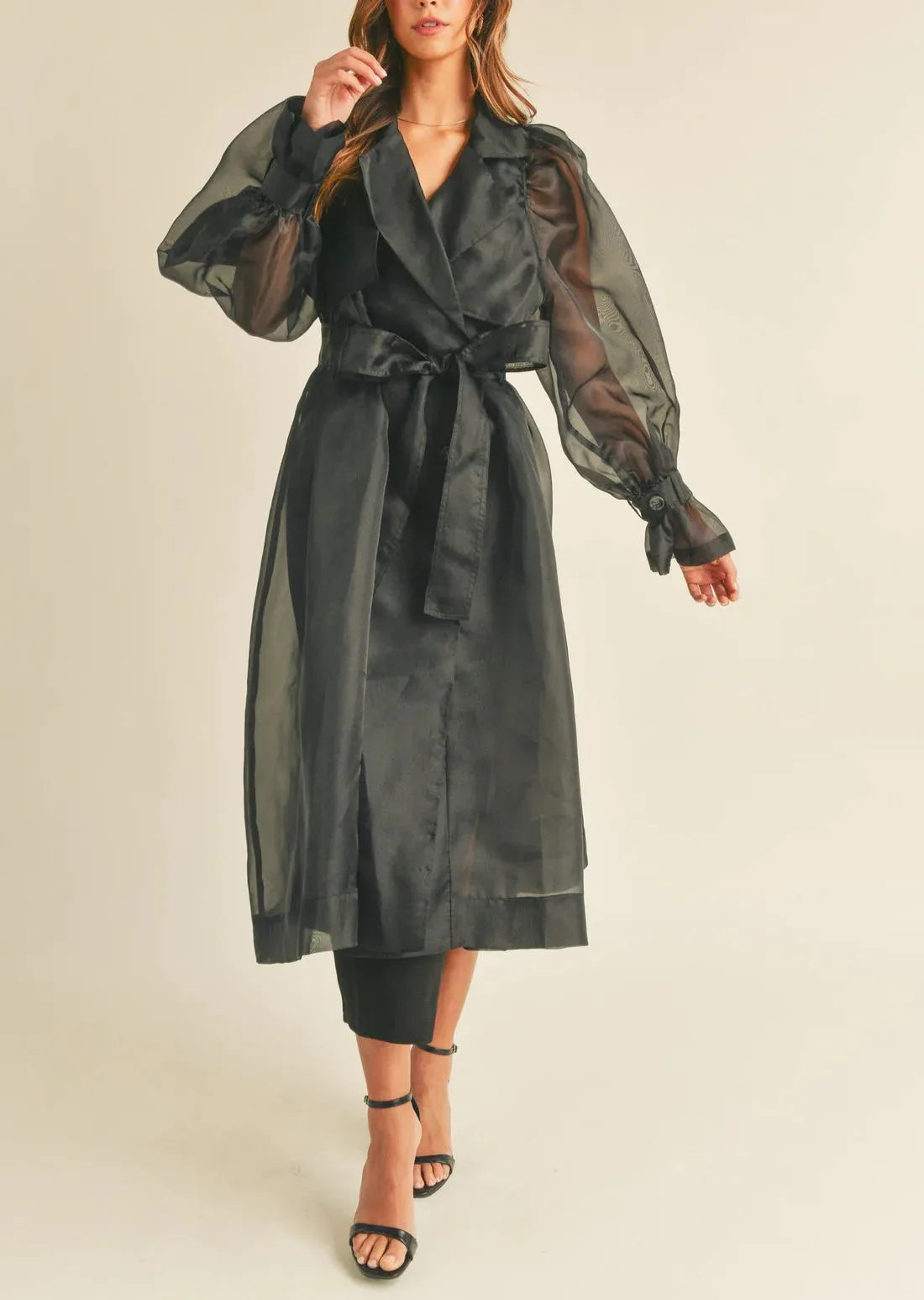 Sheer Midi Trench Coat