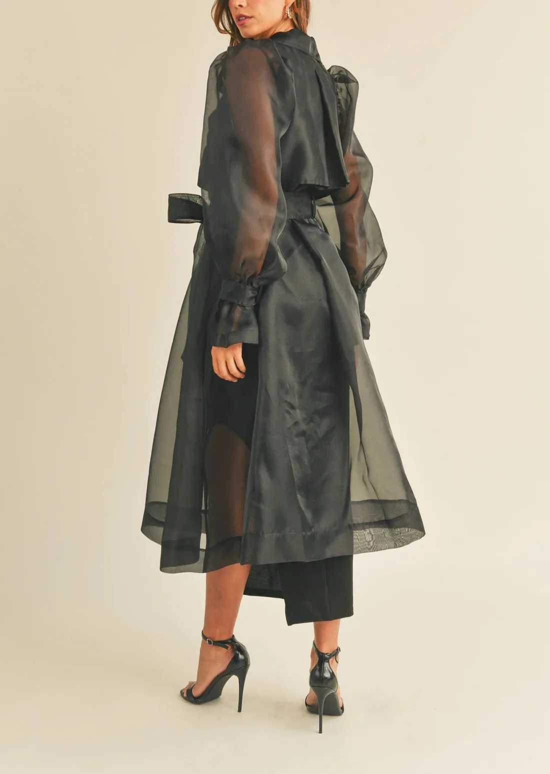 Sheer Midi Trench Coat