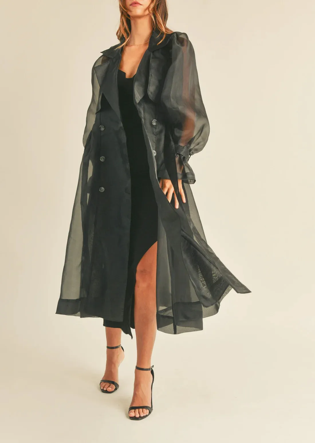 Sheer Midi Trench Coat