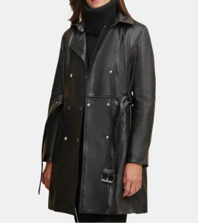 Slick Women's Leather Trench Coat