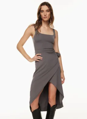 Squareneck Wrap Midi Dress