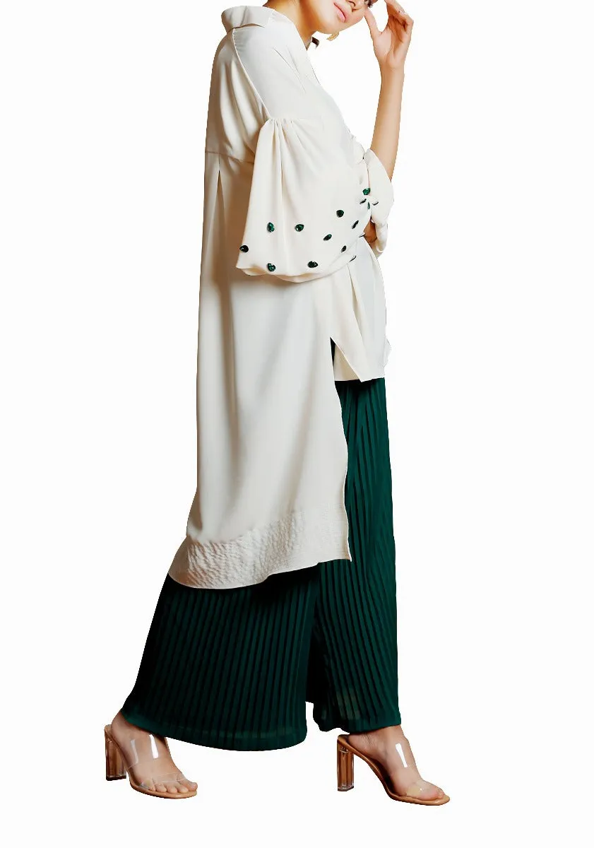 Suha - White and Emerald Suit