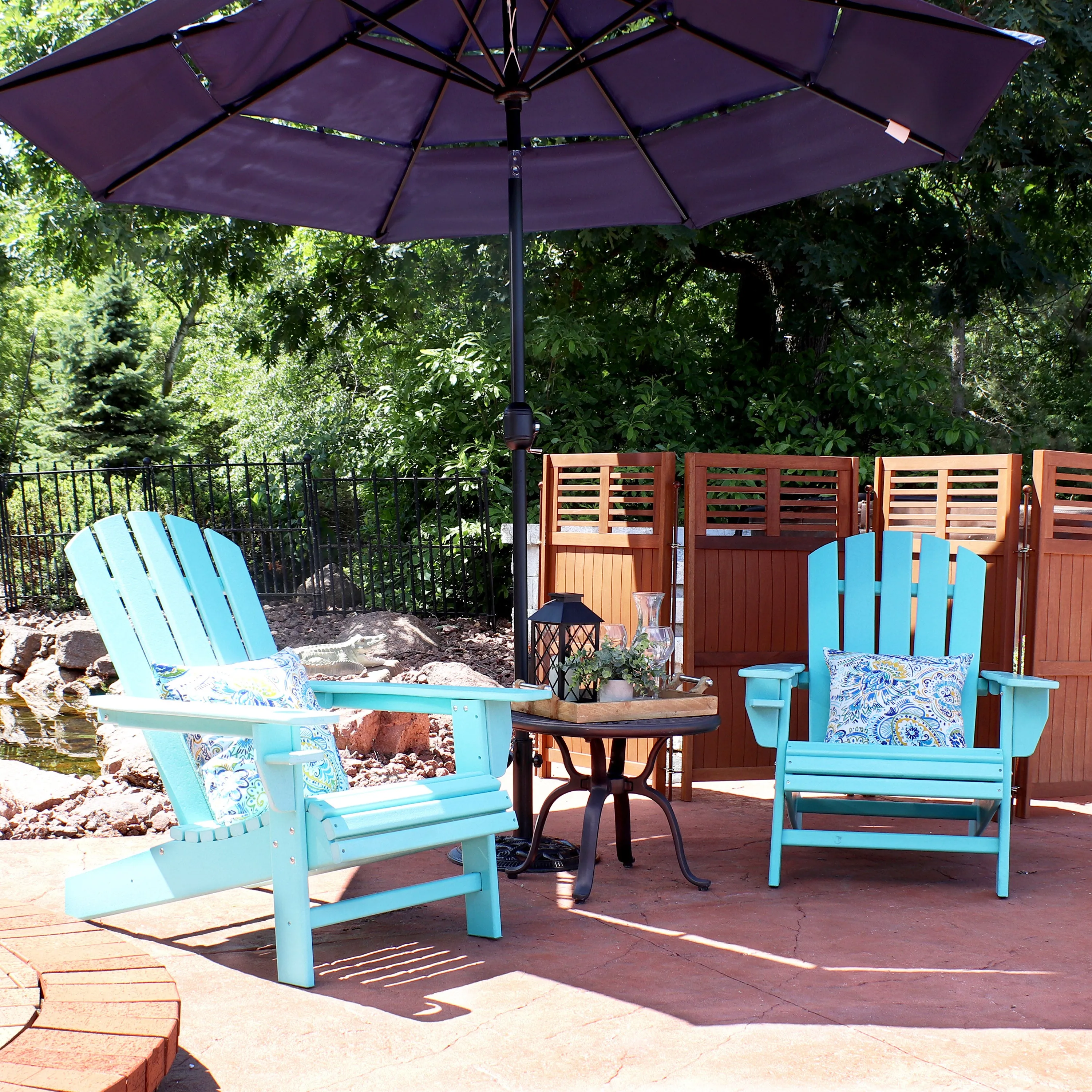 Sunnydaze All-Weather Outdoor Adirondack Chair with Drink Holder - Set of 2