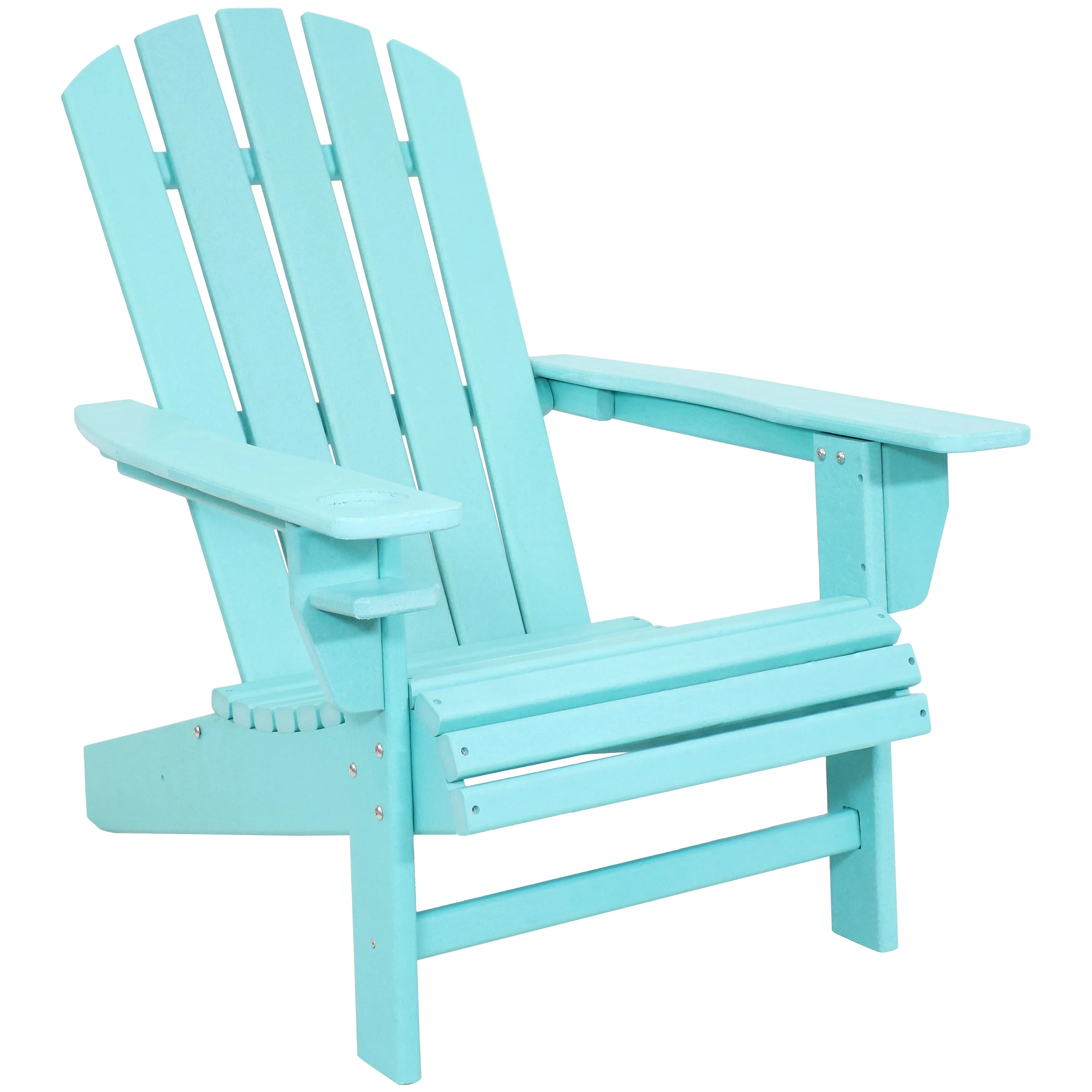Sunnydaze All-Weather Outdoor Adirondack Chair with Drink Holder - Set of 2