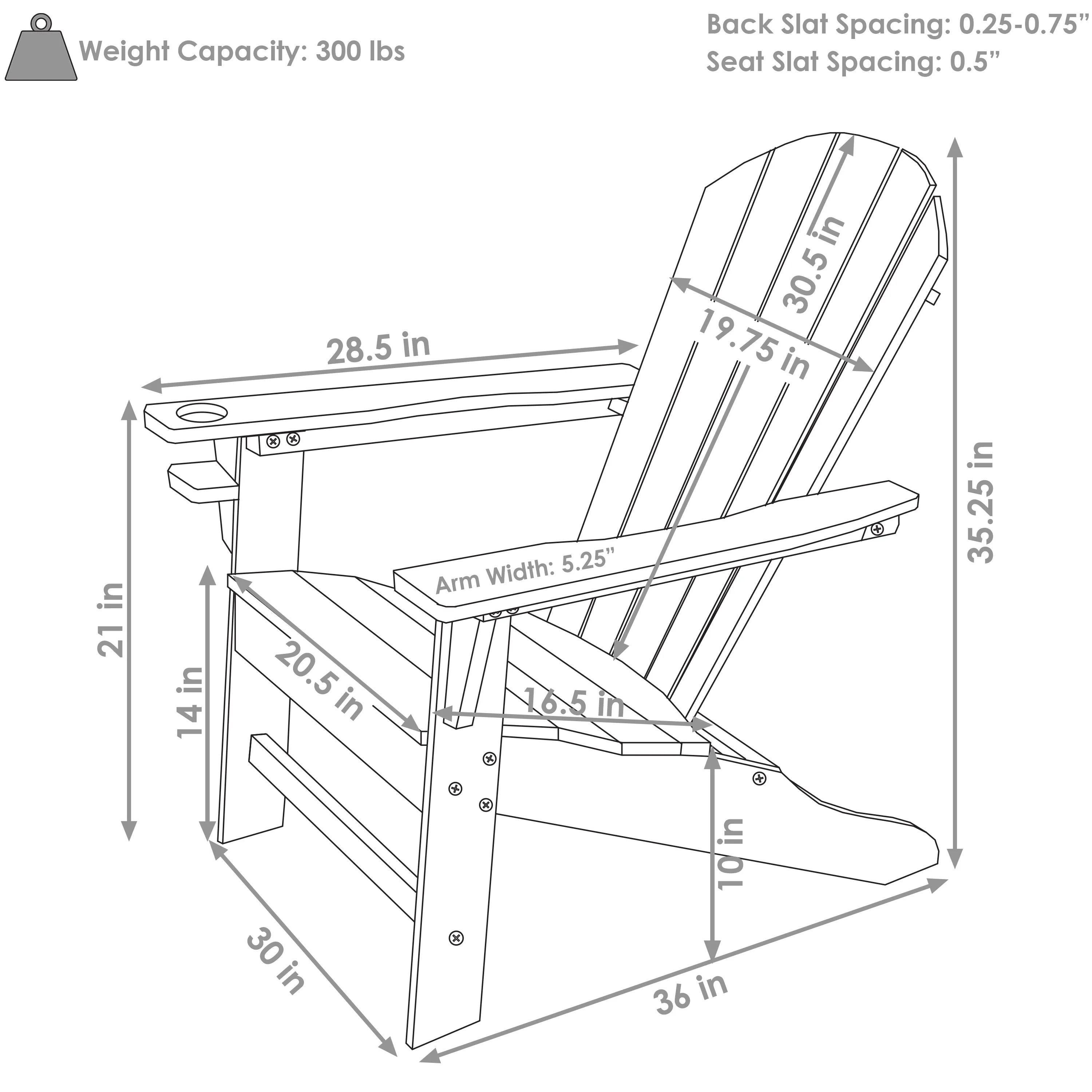 Sunnydaze All-Weather Outdoor Adirondack Chair with Drink Holder - Set of 2