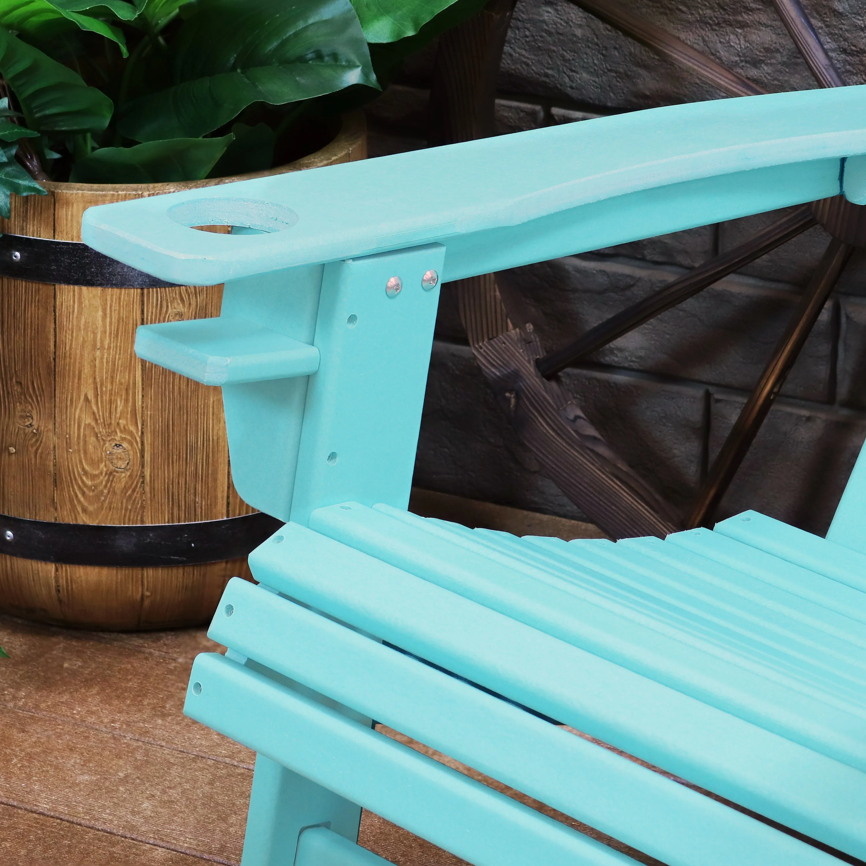 Sunnydaze All-Weather Outdoor Adirondack Chair with Drink Holder - Set of 2