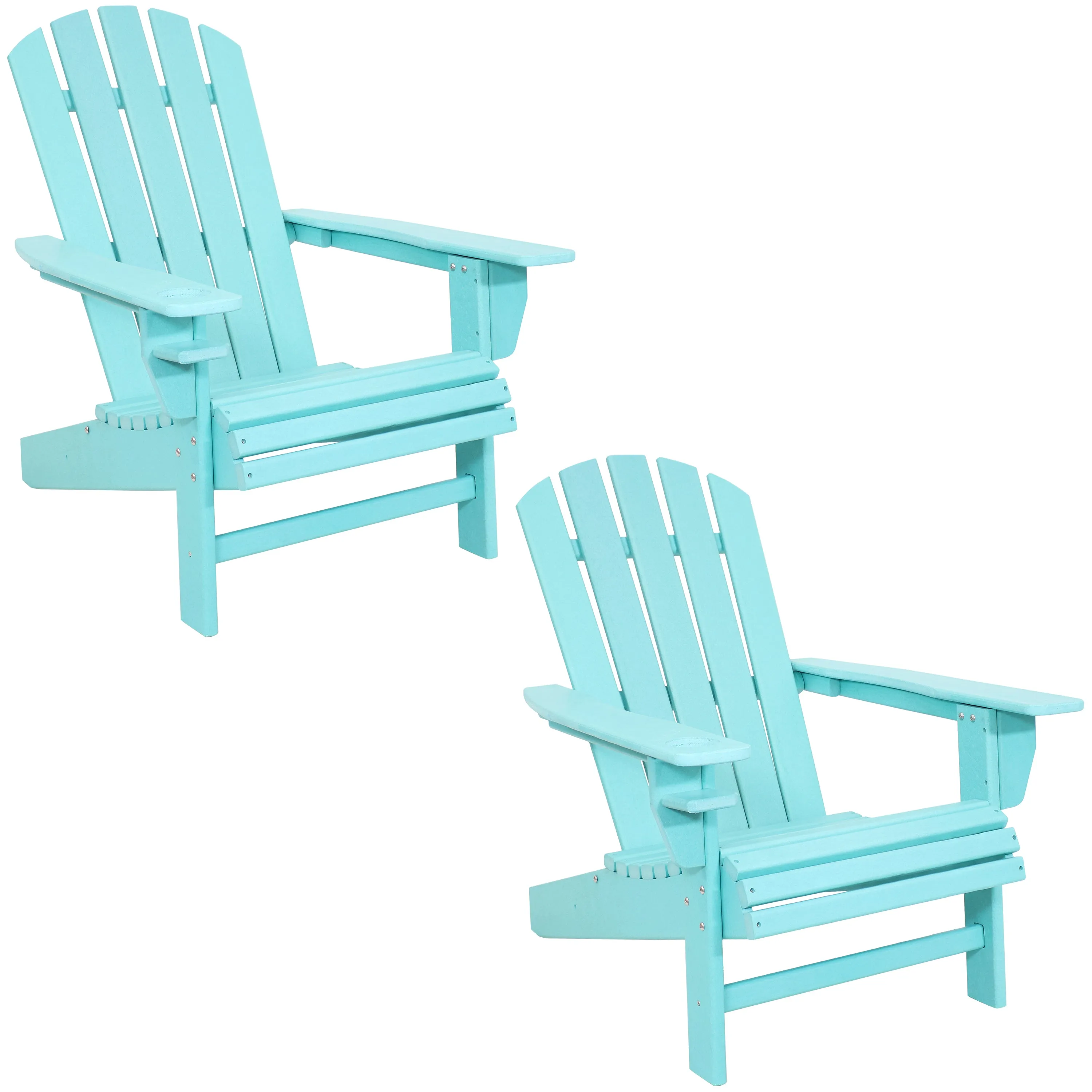 Sunnydaze All-Weather Outdoor Adirondack Chair with Drink Holder - Set of 2