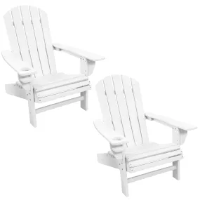Sunnydaze All-Weather Outdoor Adirondack Chair with Drink Holder - Set of 2