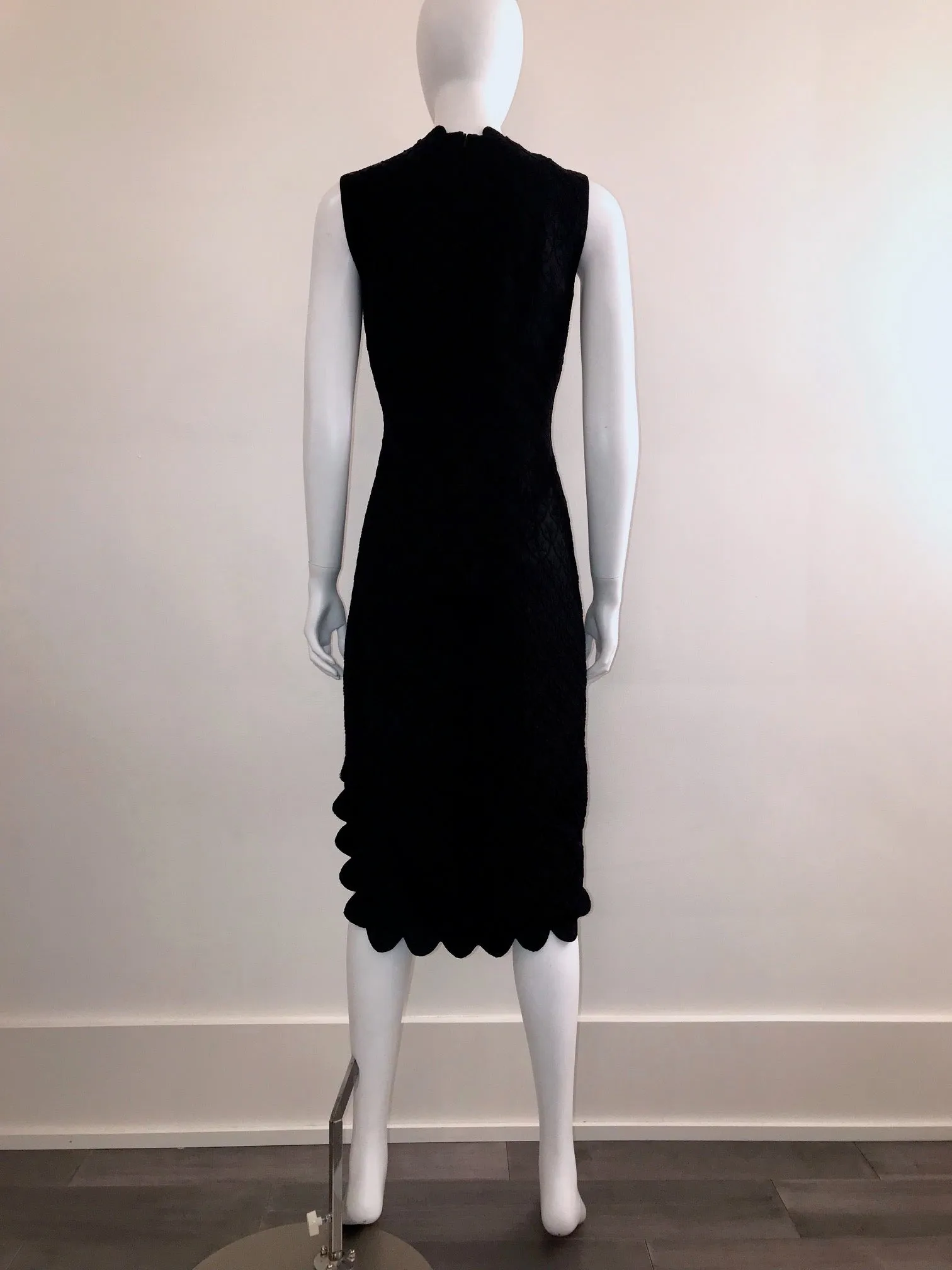 Textured Black Scalloped Edge 2-Piece Dress & Jacket