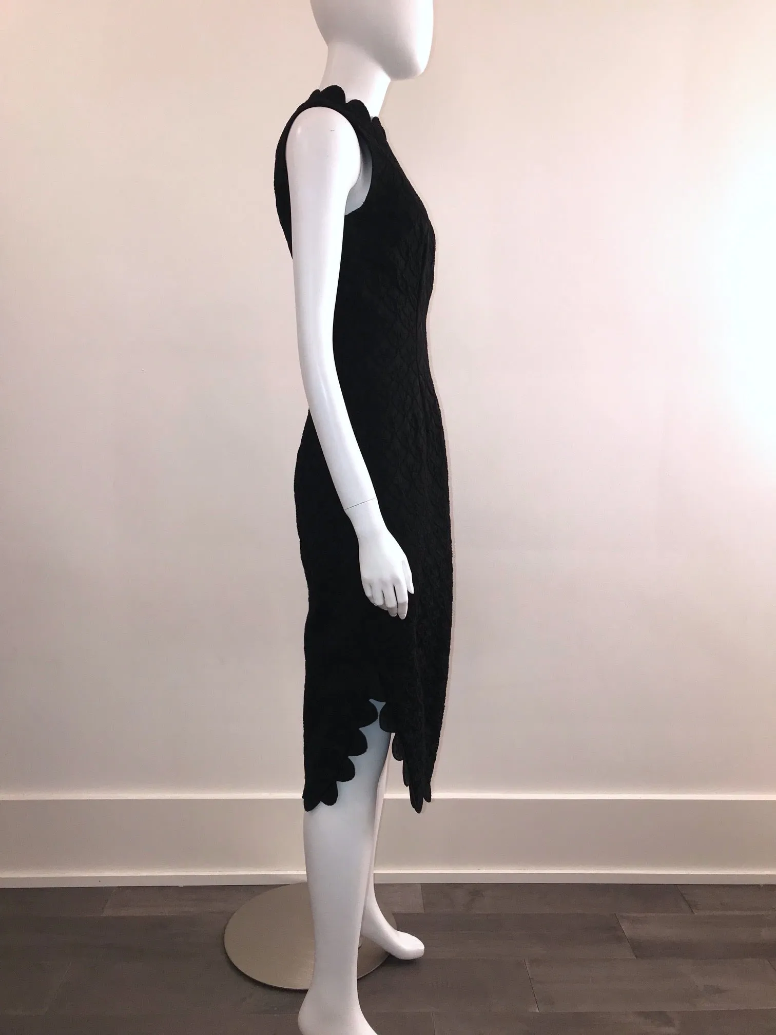 Textured Black Scalloped Edge 2-Piece Dress & Jacket