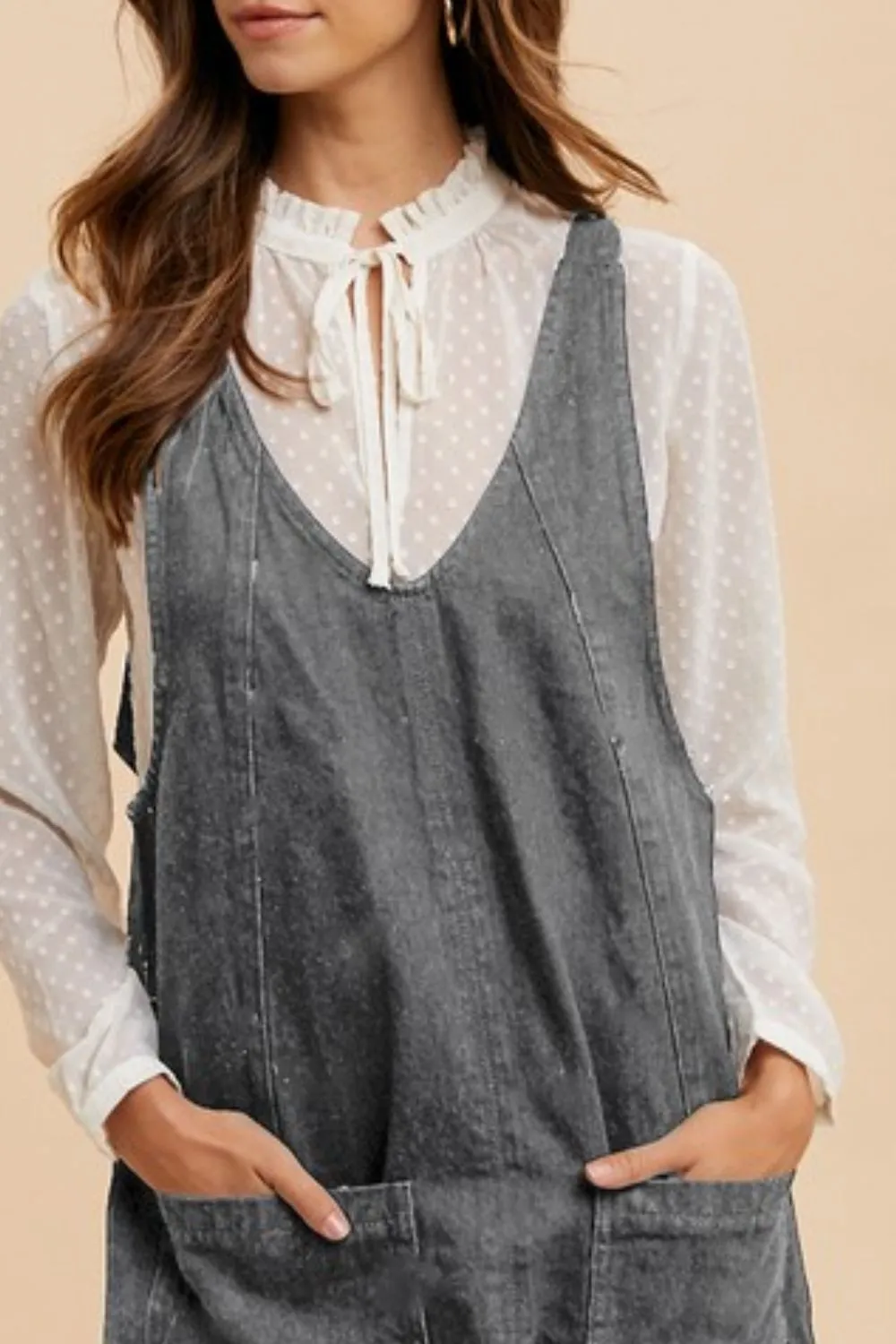 The Overall Mood Charcoal Adjustable Strap Denim Overall Dress