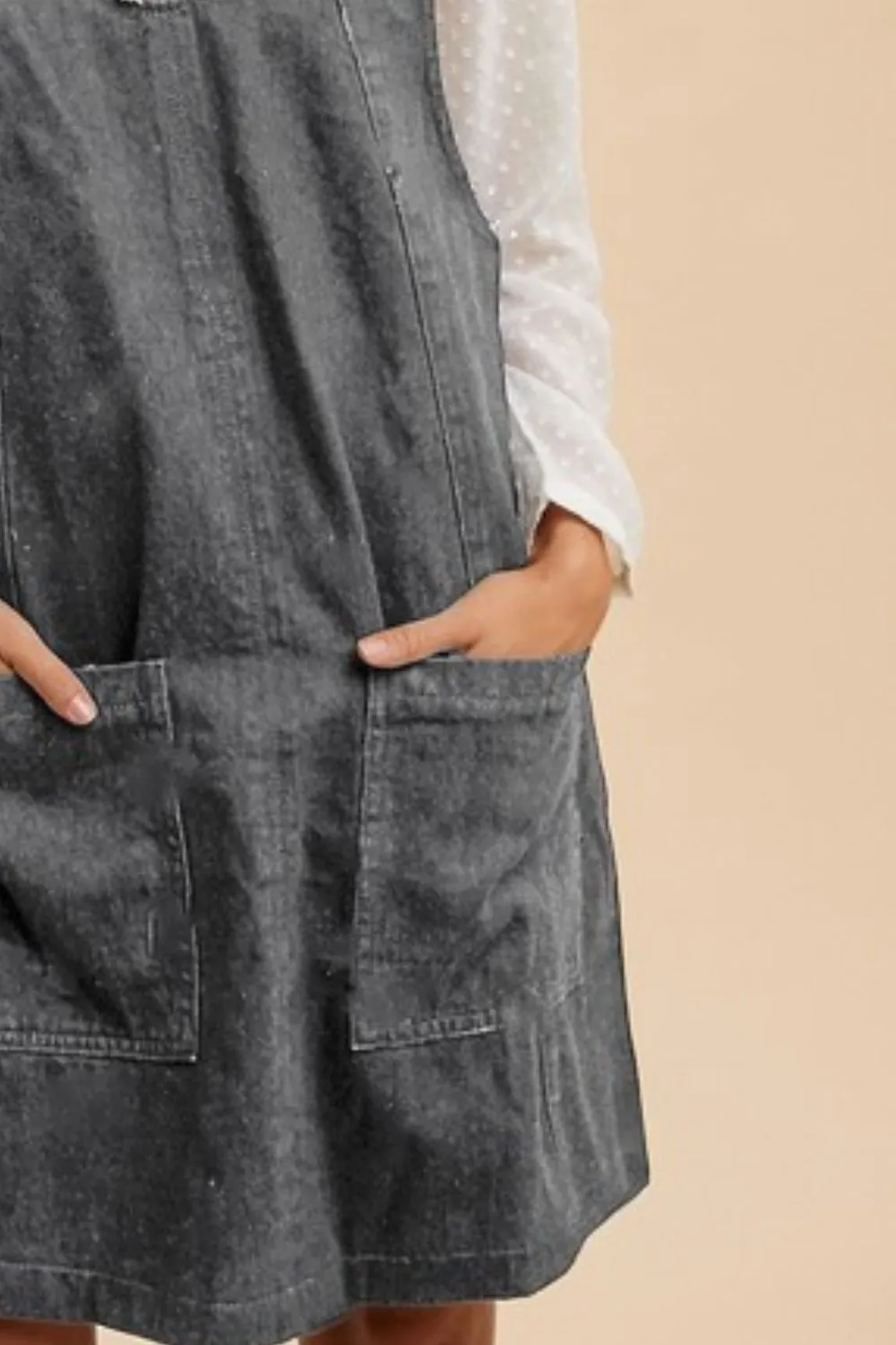 The Overall Mood Charcoal Adjustable Strap Denim Overall Dress