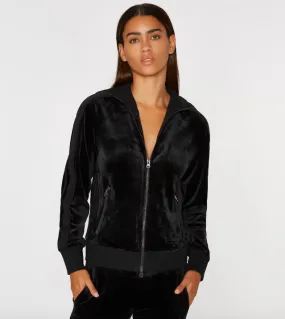 Track Jacket with Tonal Racing Stripe in Black
