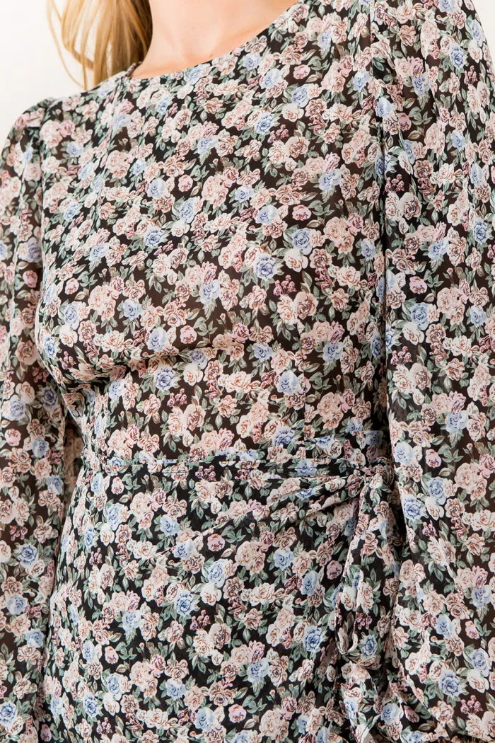 Vintage Floral Wrap Dress