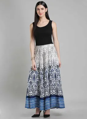 White & Blue Ombre Printed Culottes