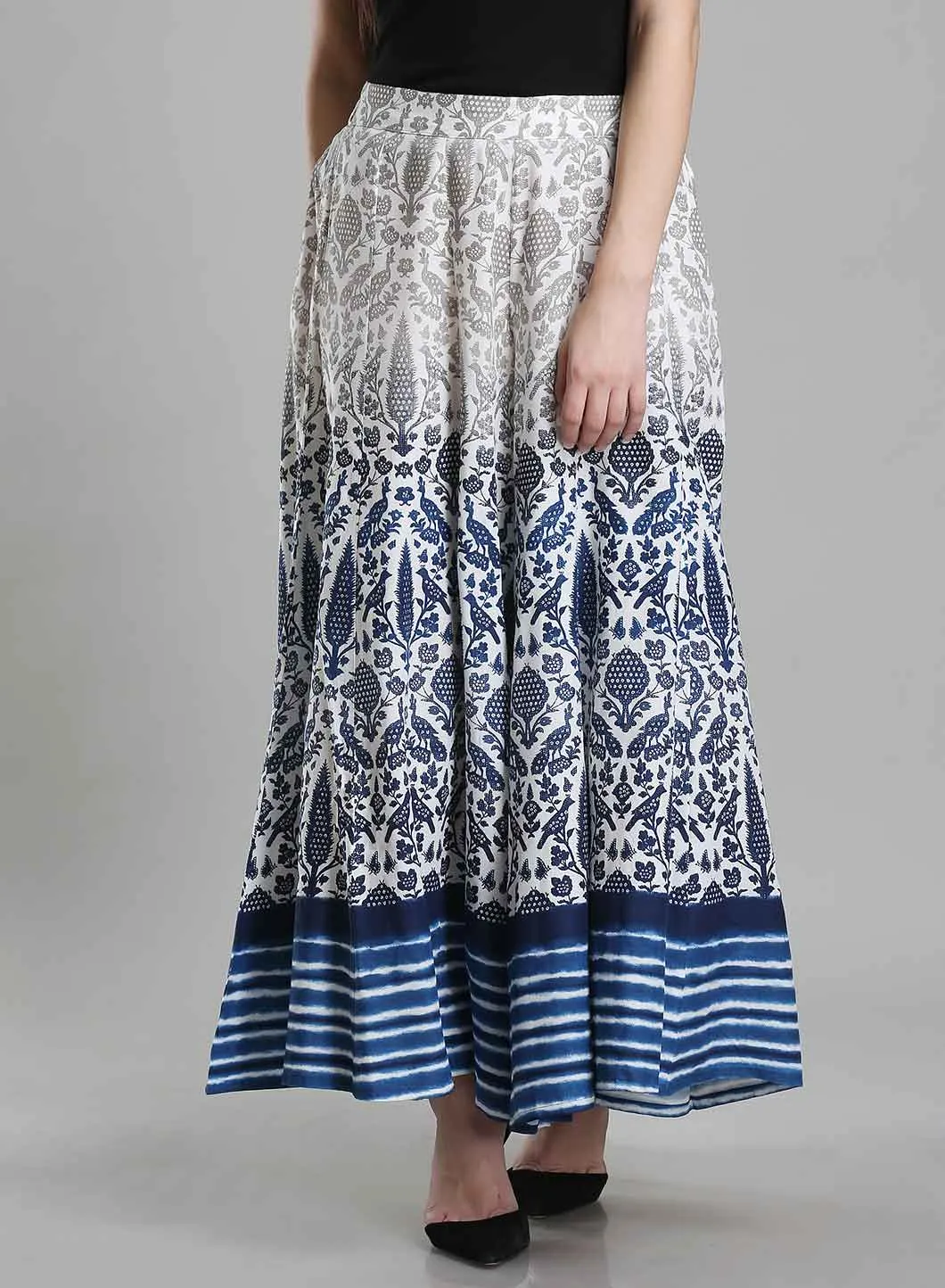 White & Blue Ombre Printed Culottes