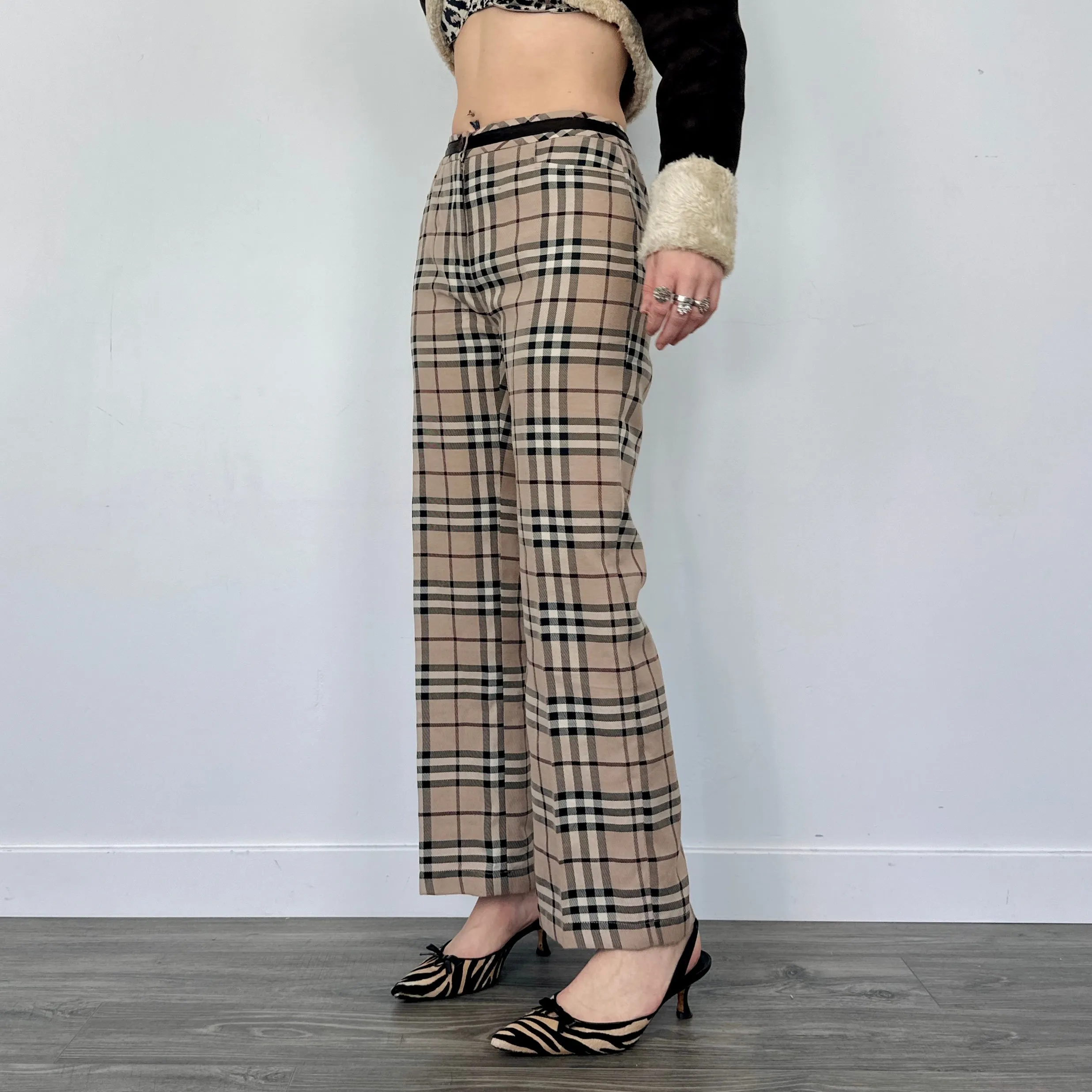 Wide Leg Plaid Pants (M)