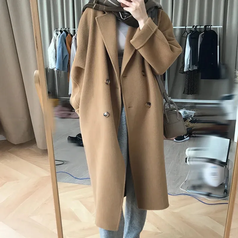 Winter Double Breasted Overcoat 
Genuine Cashmere Wool