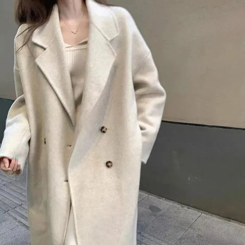 Winter Double Breasted Overcoat 
Genuine Cashmere Wool