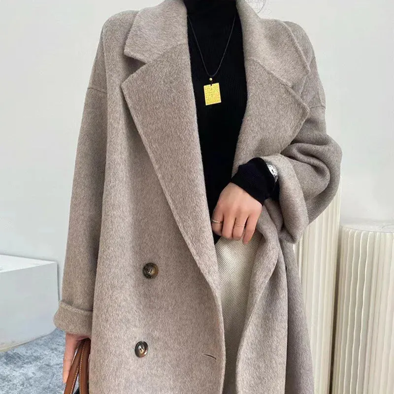 Winter Double Breasted Overcoat 
Genuine Cashmere Wool