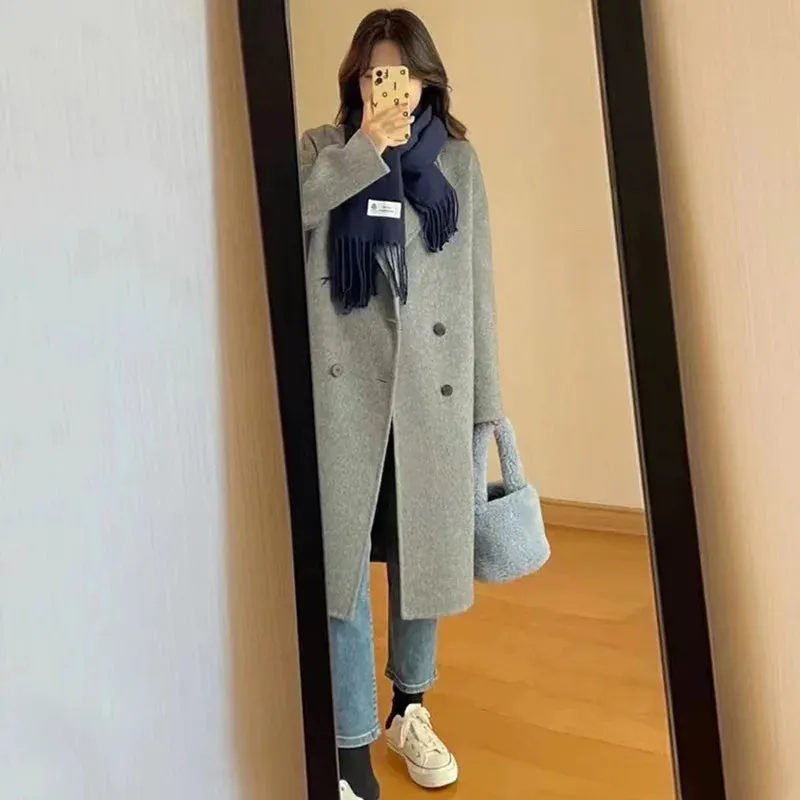 Winter Double Breasted Overcoat 
Genuine Cashmere Wool