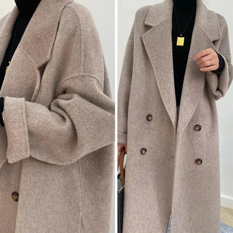 Winter Double Breasted Overcoat 
Genuine Cashmere Wool