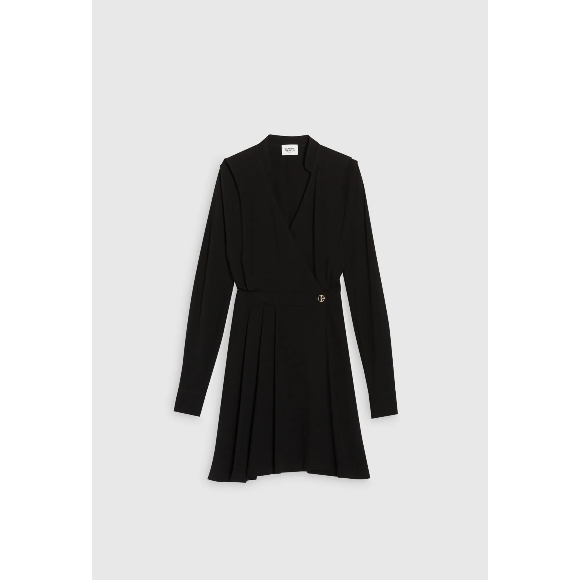 Women Waisted Wrap Dress - Black