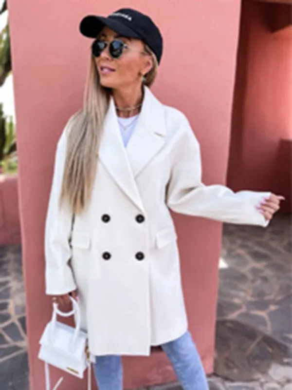 Women’s Collared Long Sleeve Buttoned Coat in 5 Colors Sizes 4-14