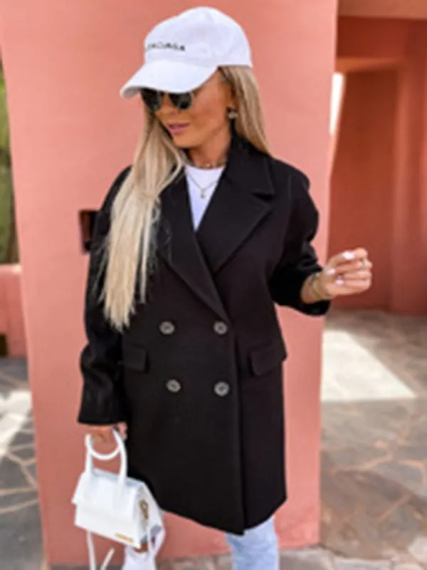 Women’s Collared Long Sleeve Buttoned Coat in 5 Colors Sizes 4-14