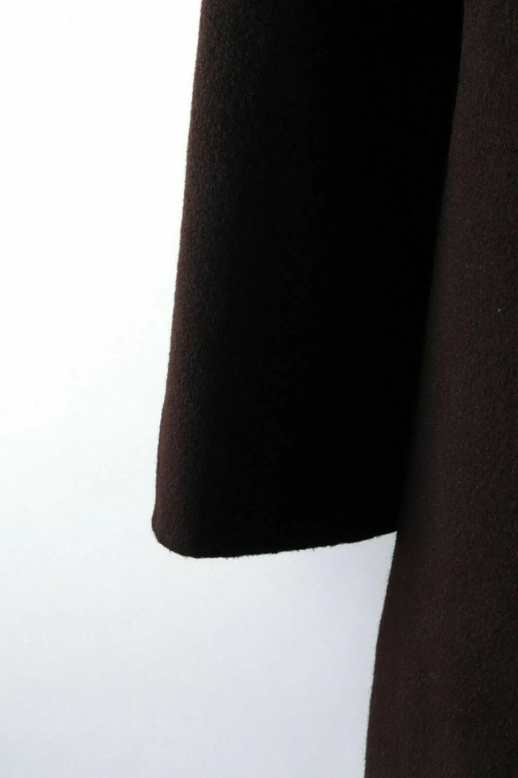 Women's FACONNABLE Dark Brown Wool Angora Double-Breasted Overcoat Size s