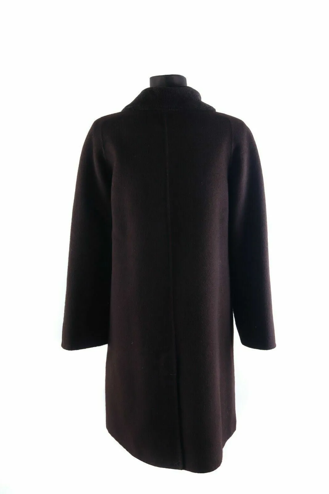 Women's FACONNABLE Dark Brown Wool Angora Double-Breasted Overcoat Size s