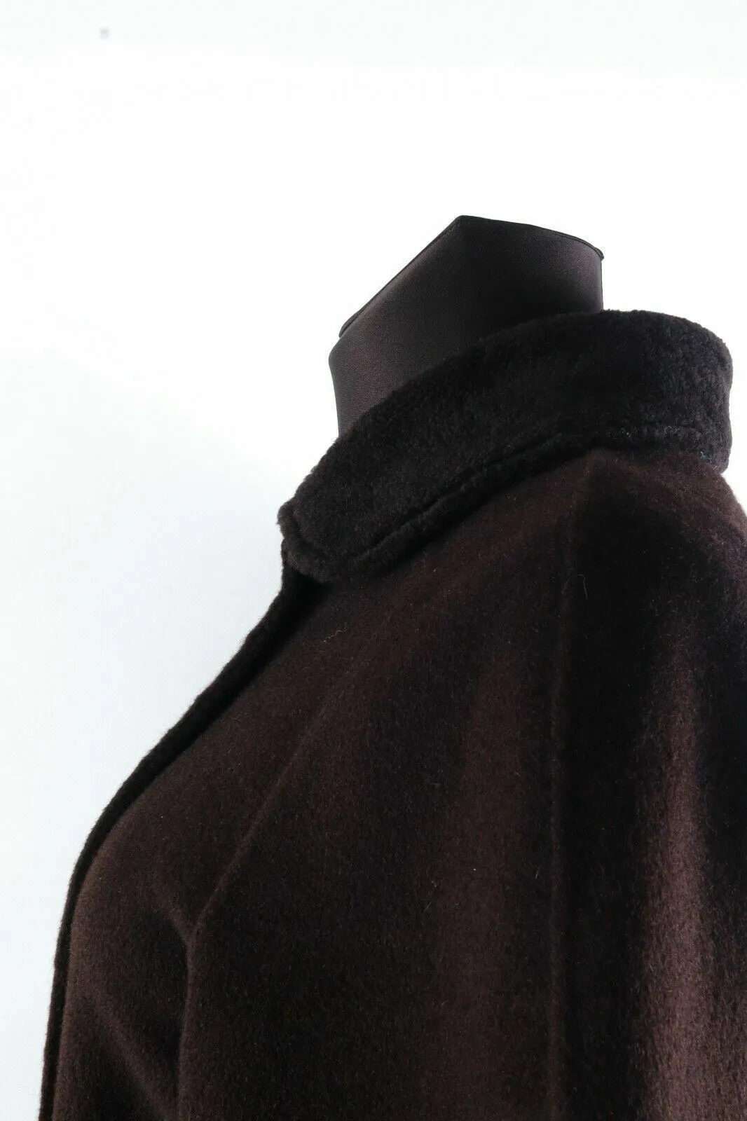 Women's FACONNABLE Dark Brown Wool Angora Double-Breasted Overcoat Size s
